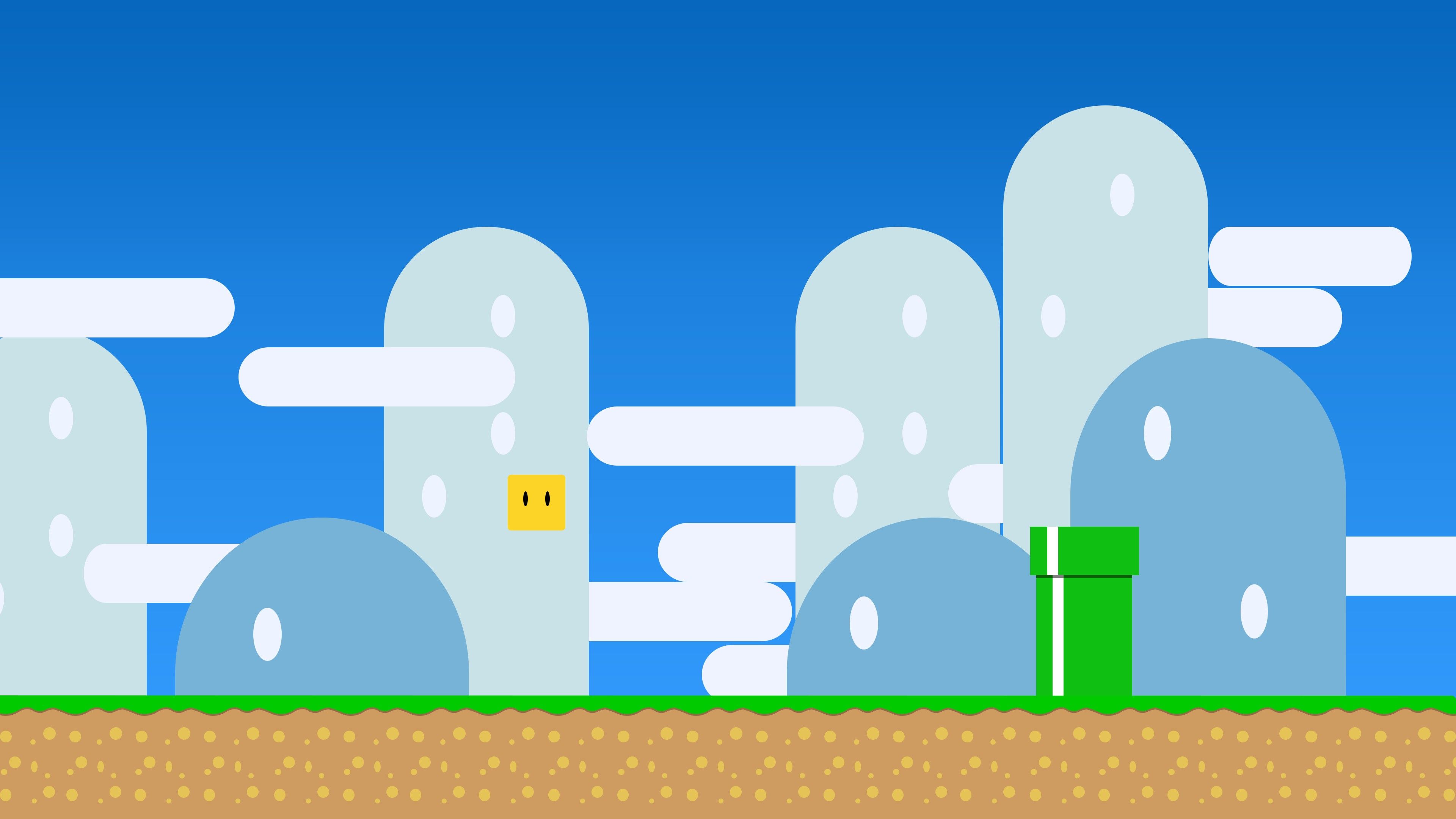 Super Mario World paesaggio pixel art, 3840x2160 UHD, PC 4K