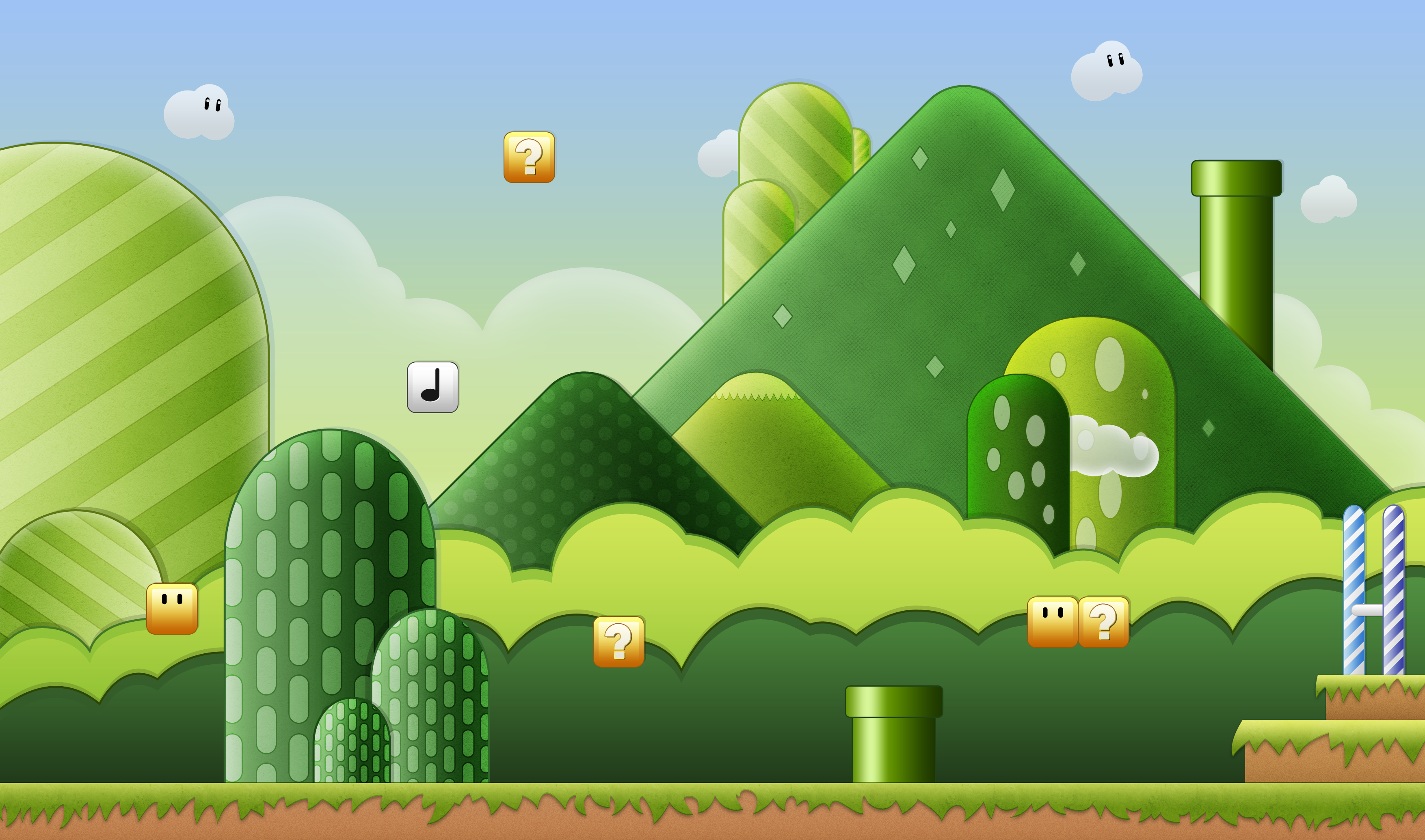 Super Mario World paesaggio verde, 3509x2070 2K+, Monitor Gaming