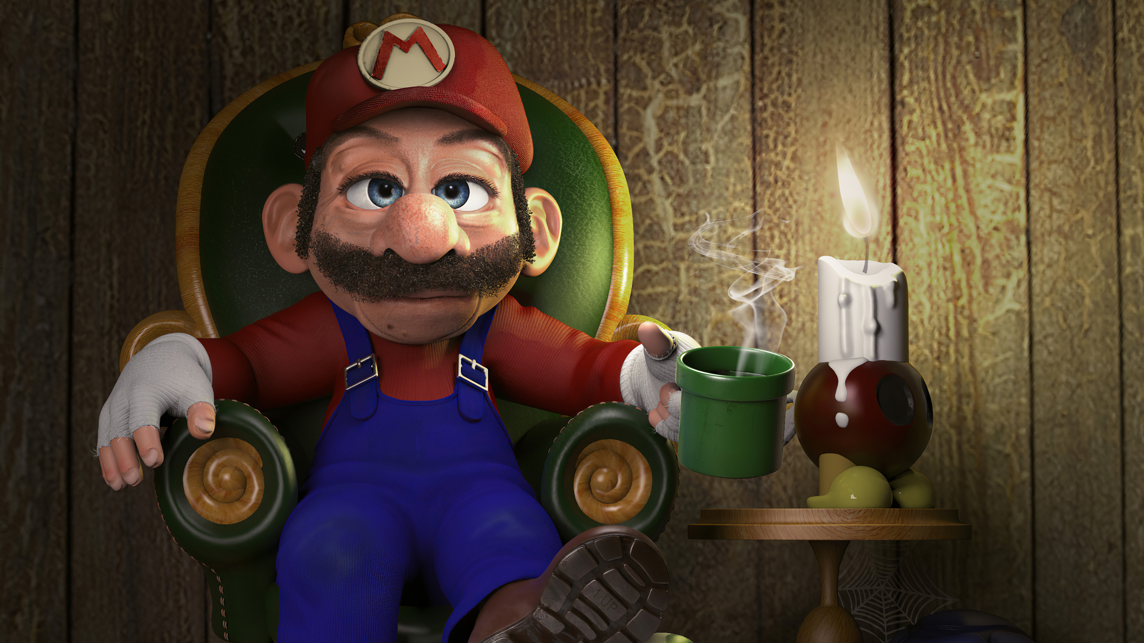 Mario anziano seduto poltrona, 3840x2160 4K Ultra HD, Monitor 4K