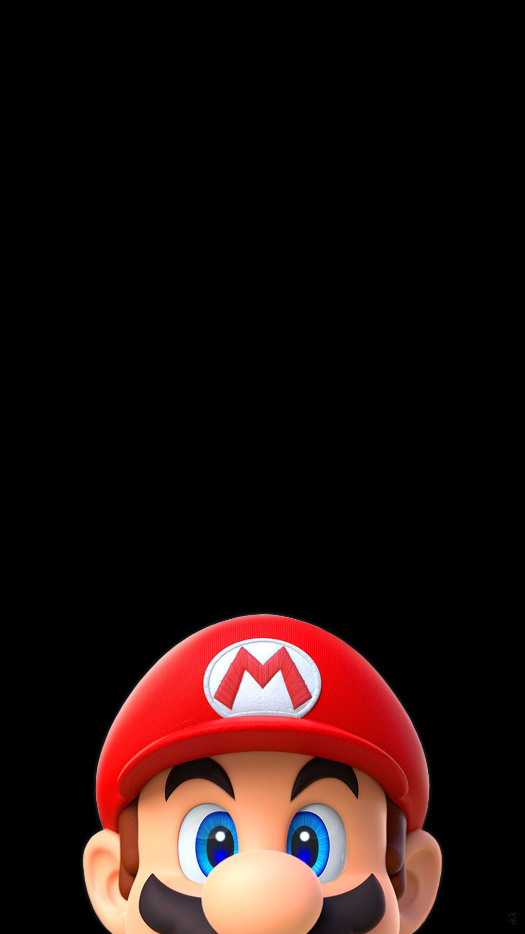 Mario cappello rosso sfondo nero, 1080x1920 Verticale, Samsung Galaxy