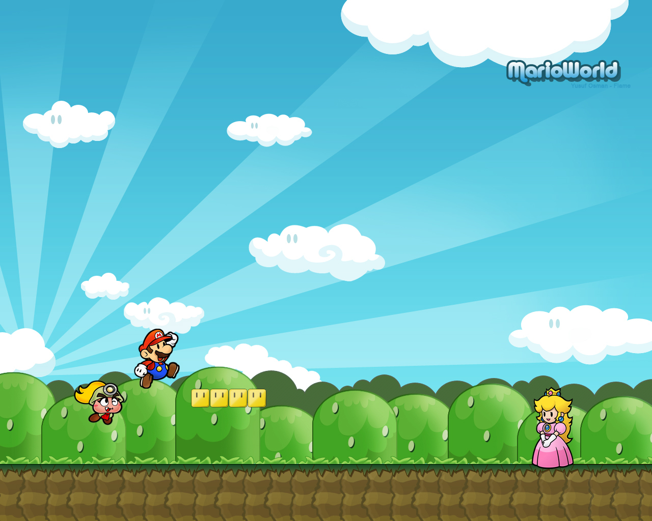 Mario e Peach, mondo Super Mario, 1280x1024 720p, Laptop