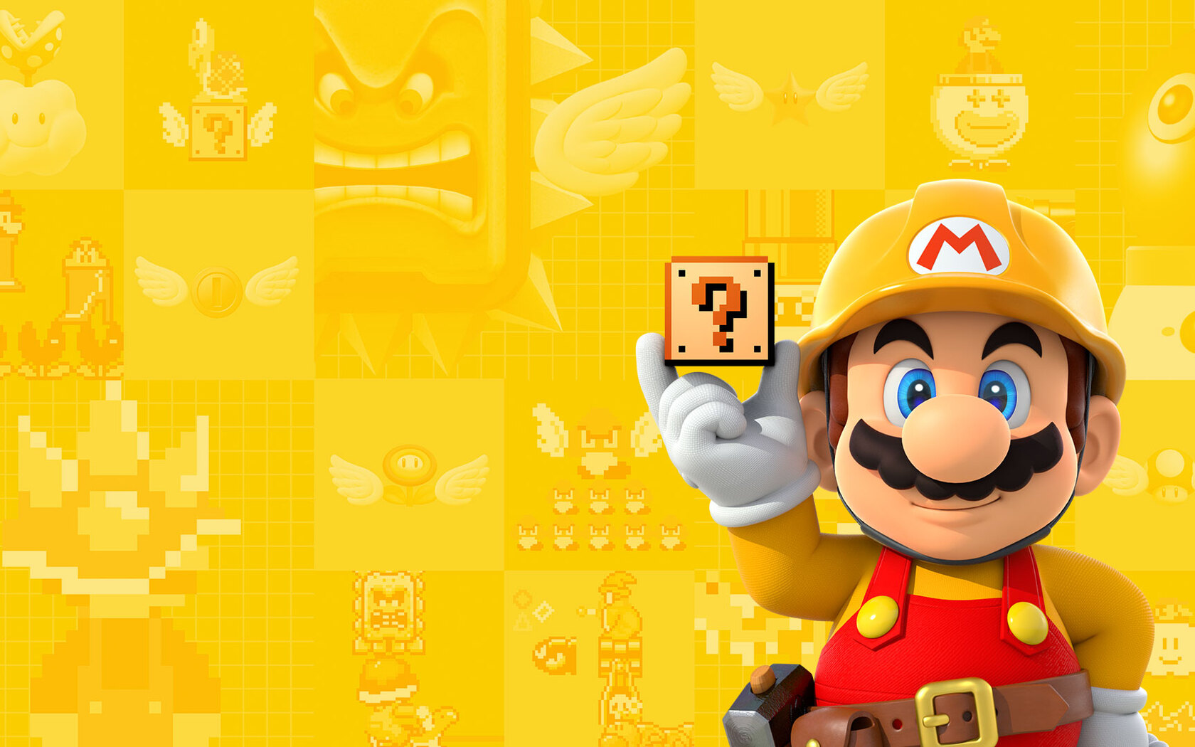 Mario Maker sfondo giallo, 1680x1050 HD Ready, PC