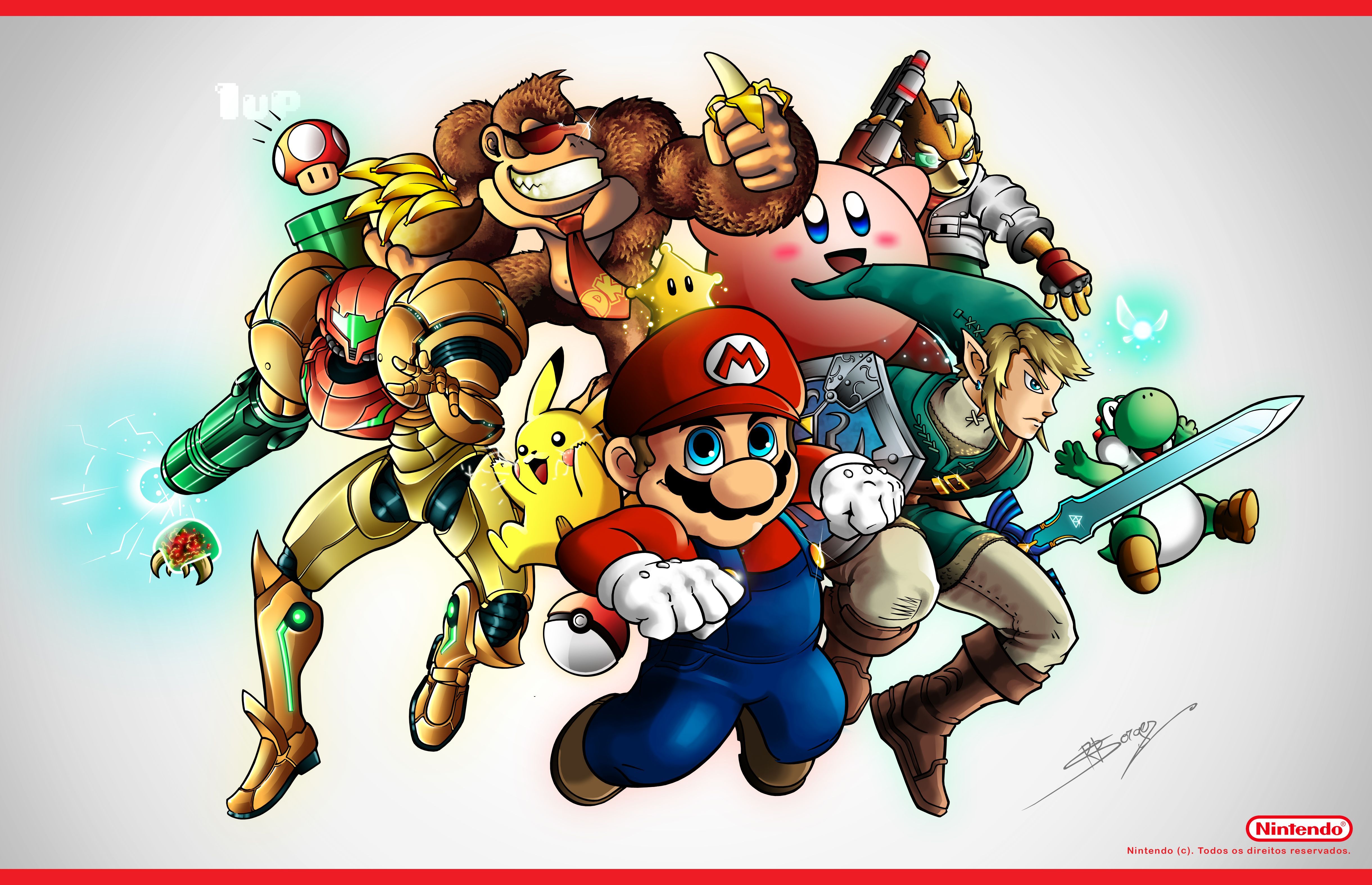 Personaggi Super Smash Bros Nintendo, console giapponese, 4882x3150 4K, Desktop 4K