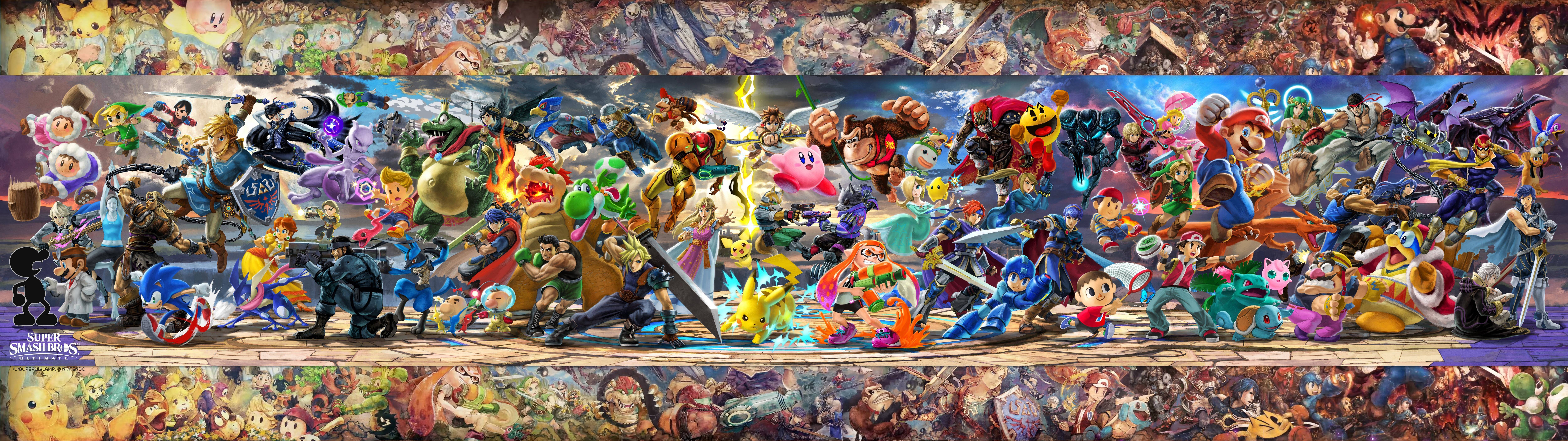 Personaggi Super Smash Bros Ultimate, 10000x2813 Ultrawide, Dual Monitor