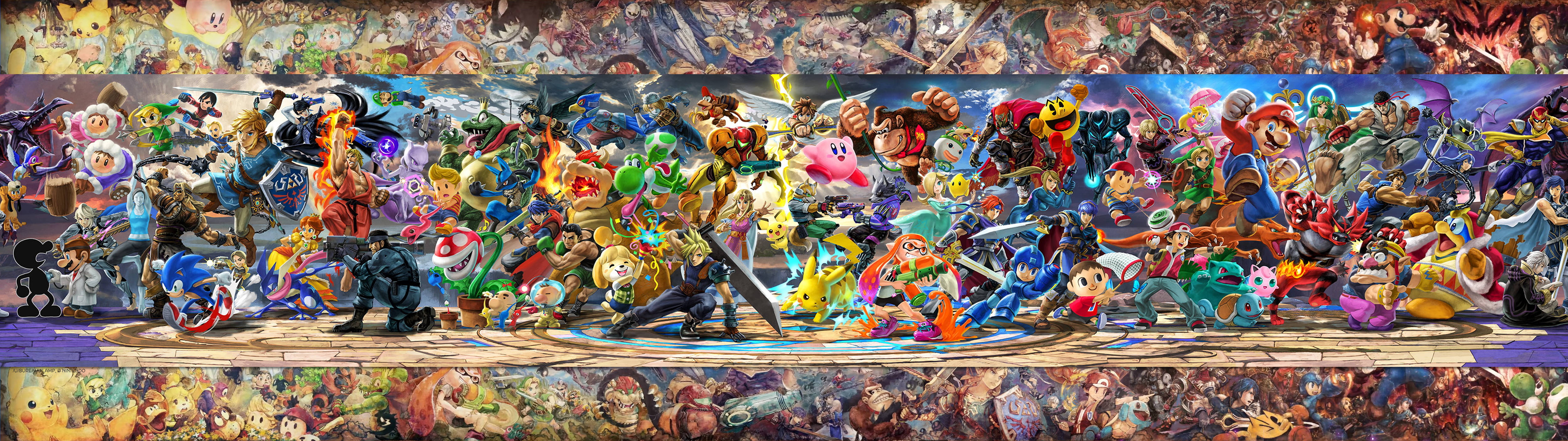 Mural personaggi Super Smash Bros, 10000x2813 Ultrawide, Dual Monitor