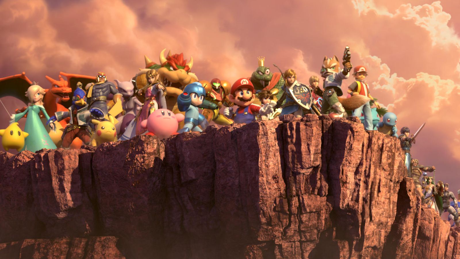 Personaggi Super Smash Bros su scogliera, 1600x900 HD, Laptop