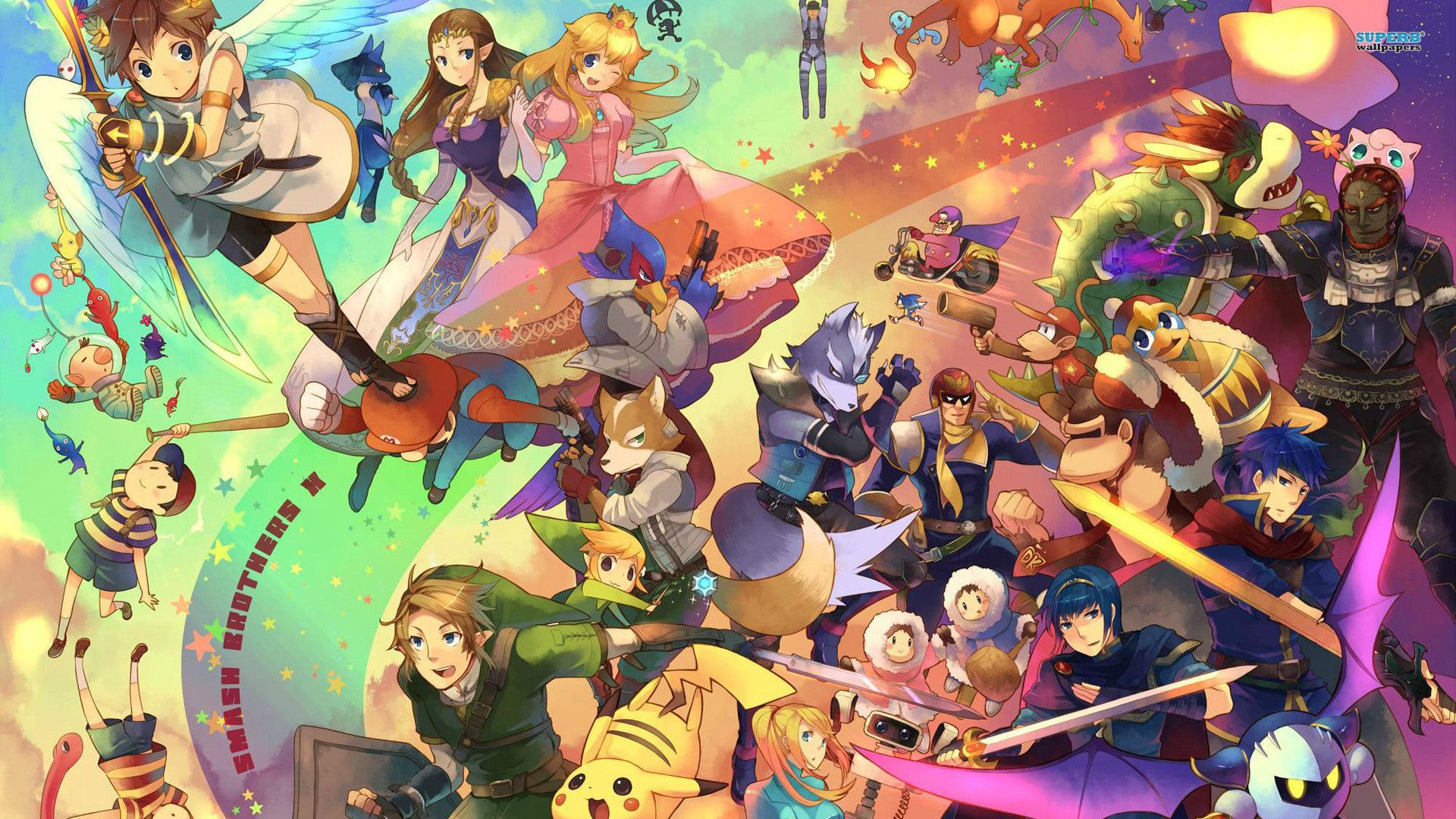 Personaggi Super Smash Bros collage, 1920x1080 1080p, PC