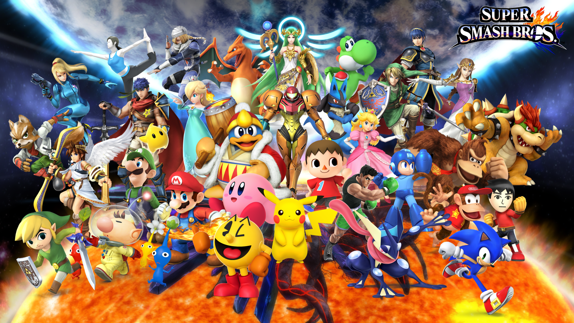 Personaggi Super Smash Bros gruppo, Nintendo, 1920x1080 Full HD, Laptop