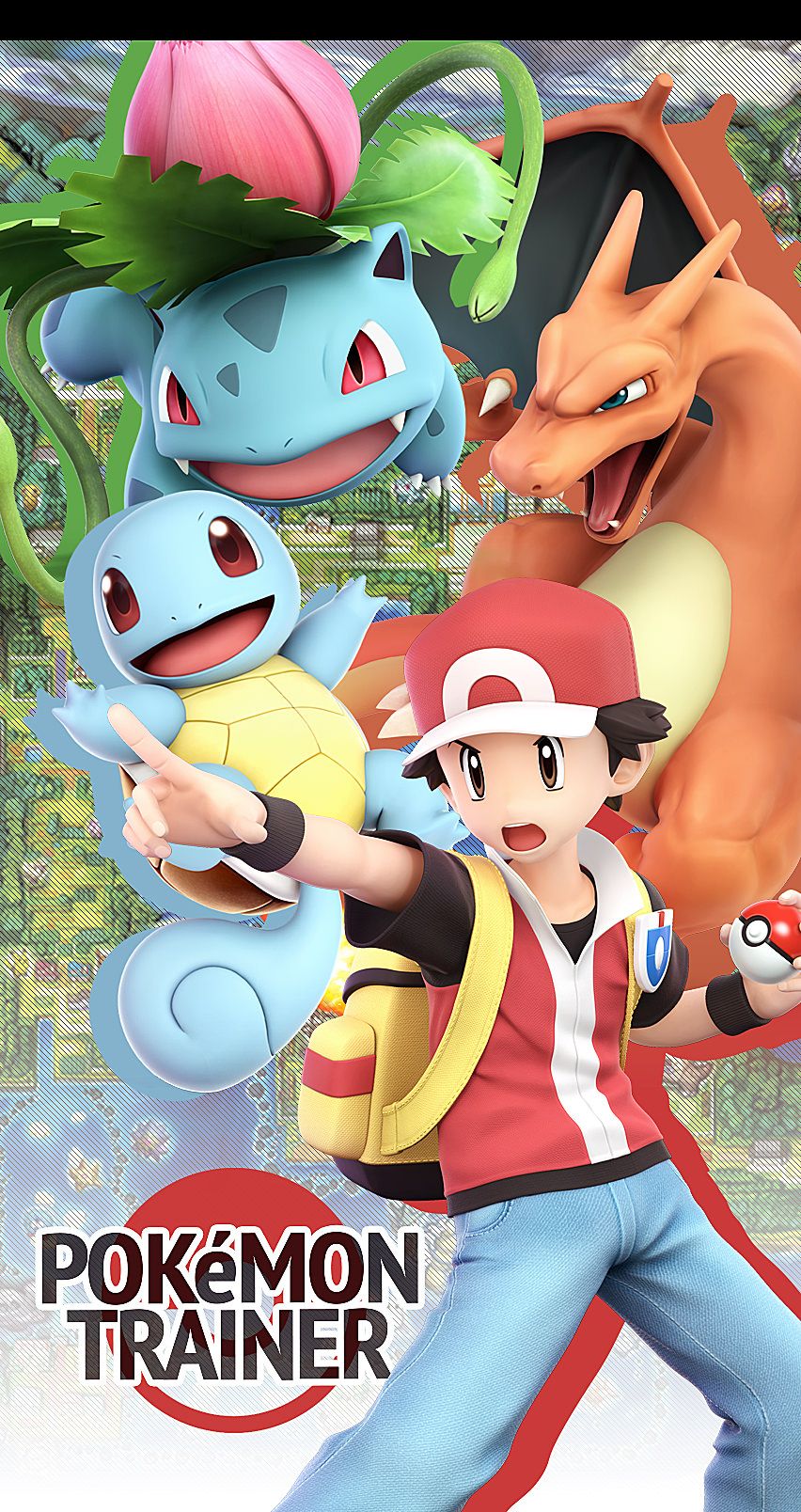 Pokémon Trainer con Charizard Venusaur Squirtle, 852x1608 Verticale, Xiaomi