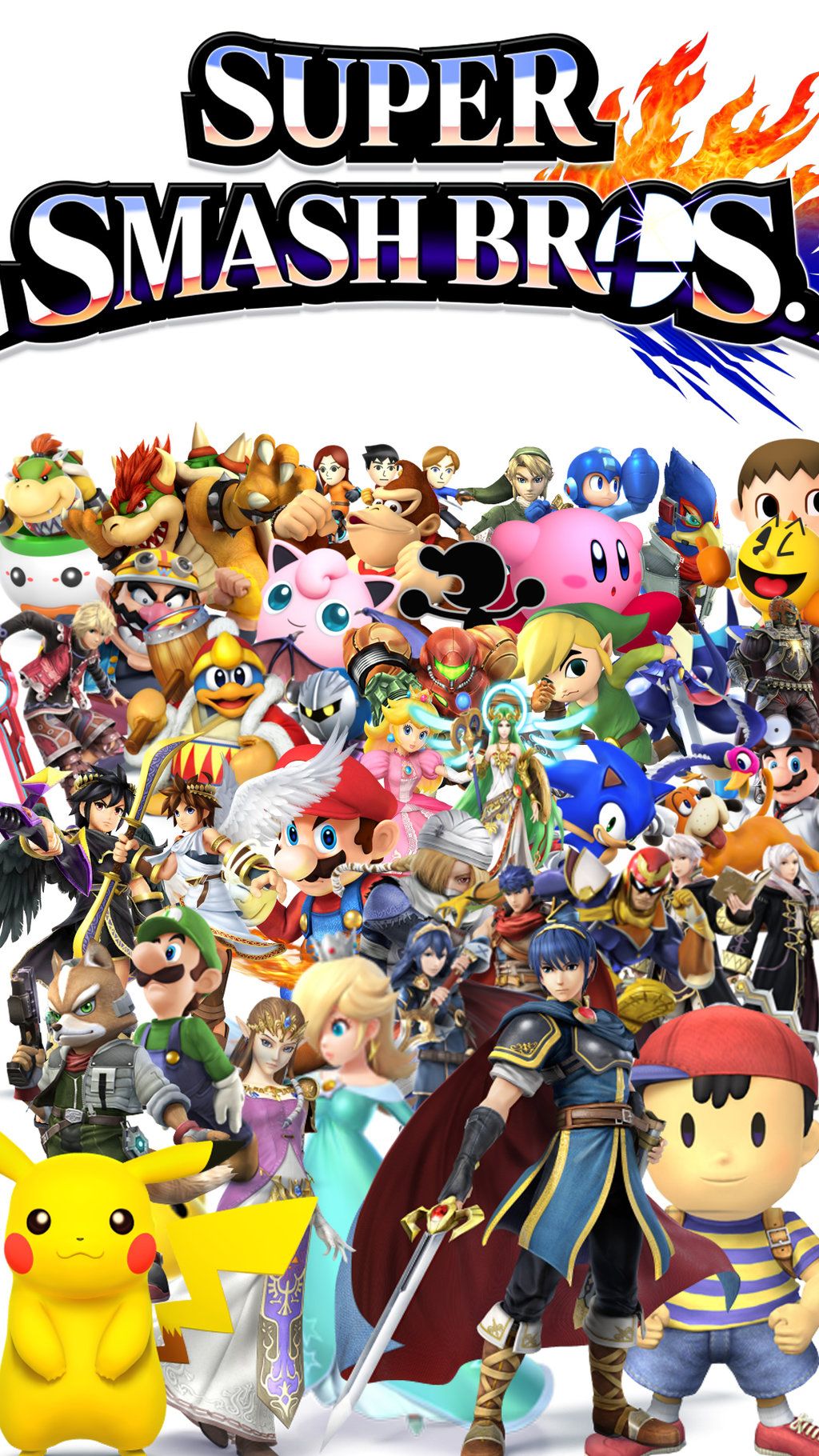 Personaggi Super Smash Bros collage, 1024x1820 Verticale, Mobile