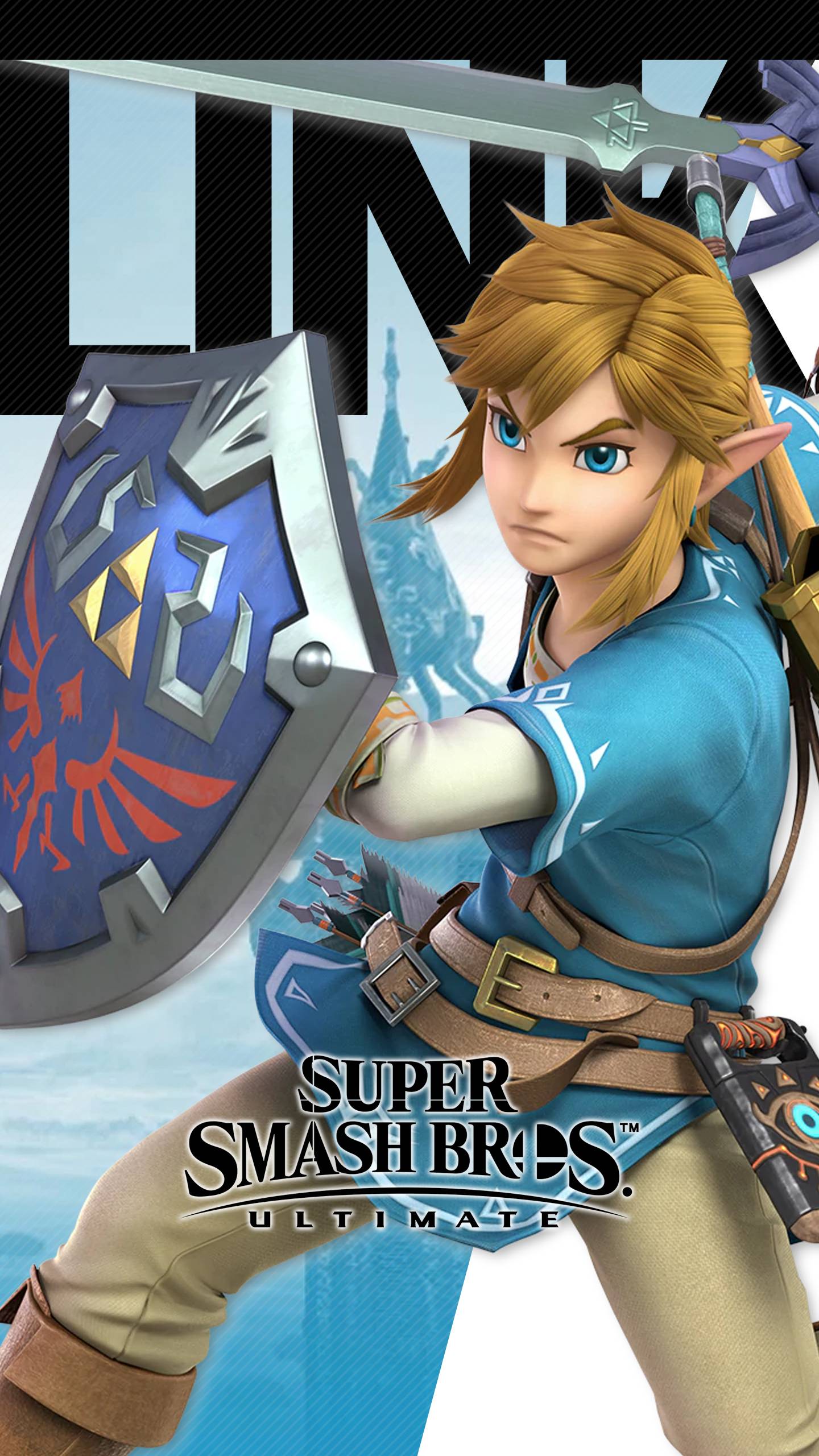 Link con scudo Hyliano, The Legend of Zelda, 1440x2560 Verticale, Telefono