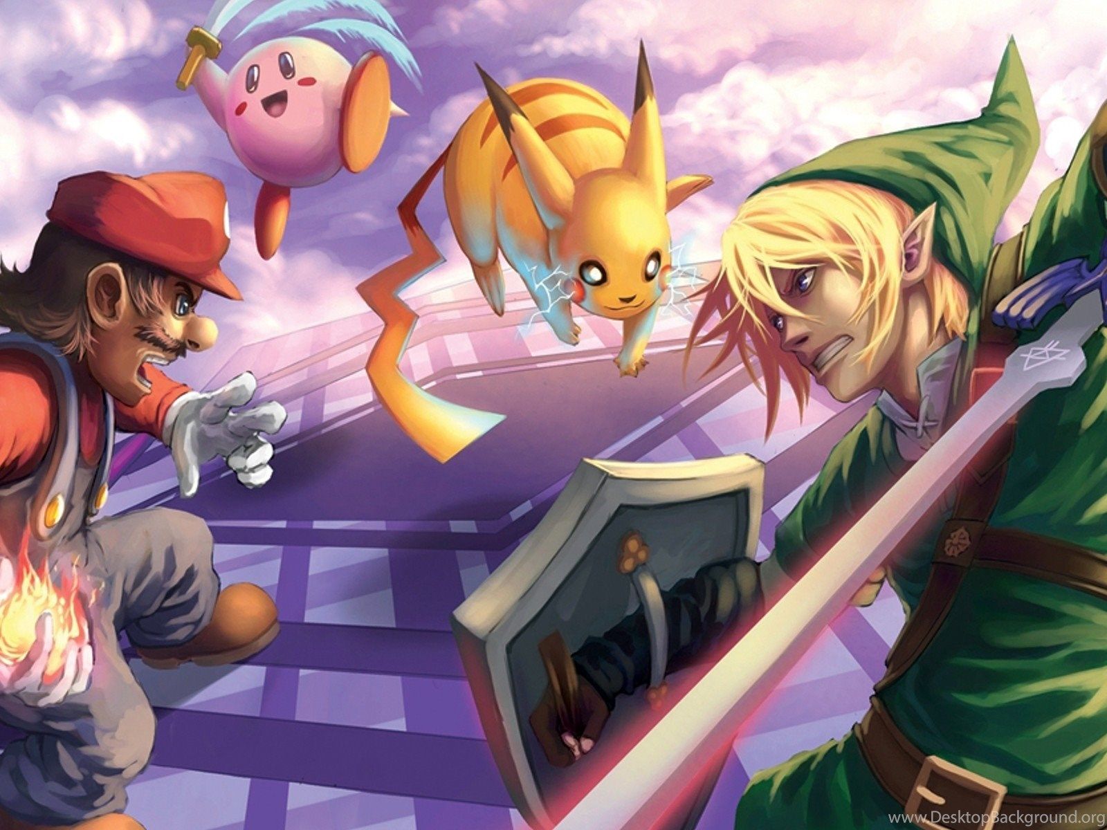 Mario Kirby Pikachu Link Smash Bros, The Legend of Zelda, 1600x1200 900p, Desktop