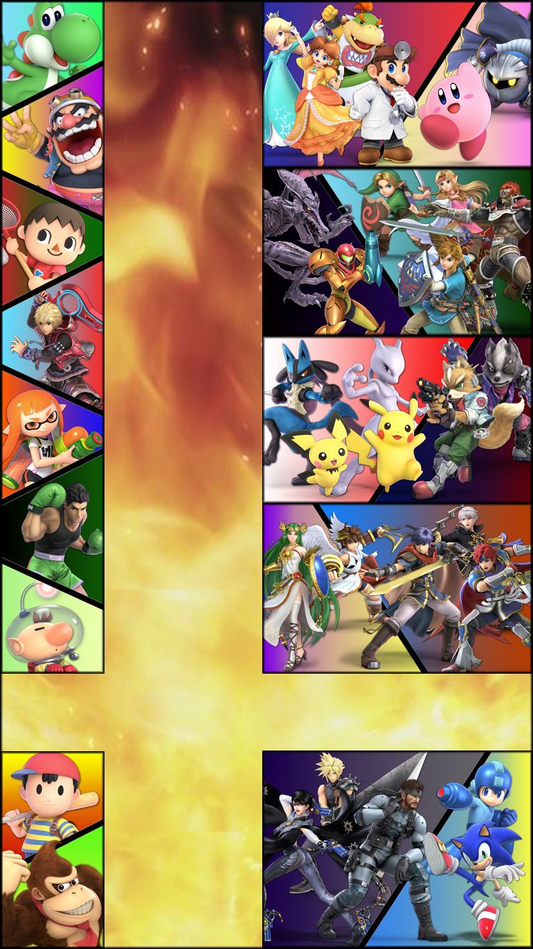Personaggi Super Smash Bros collage, 750x1334 Verticale, Telefono