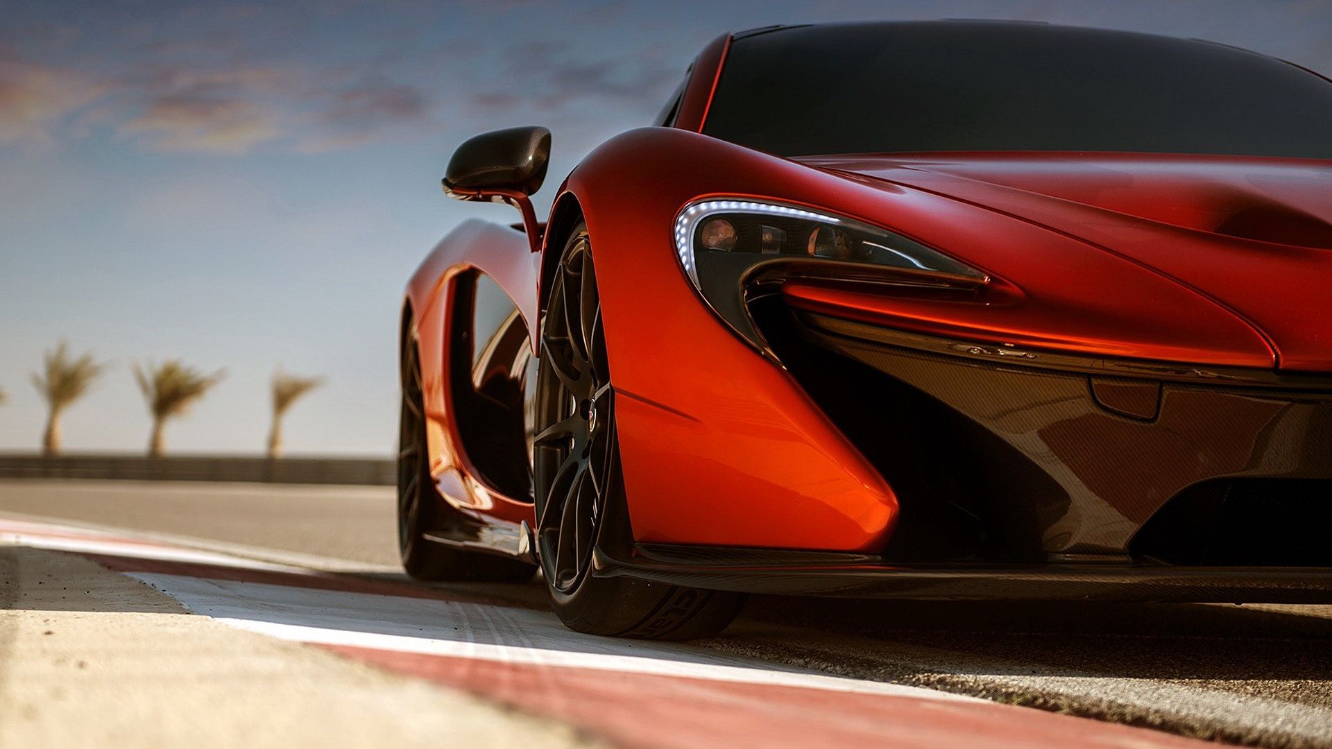 McLaren P1 arancione pista, supercar britannica, 1920x1080 Full HD, Desktop