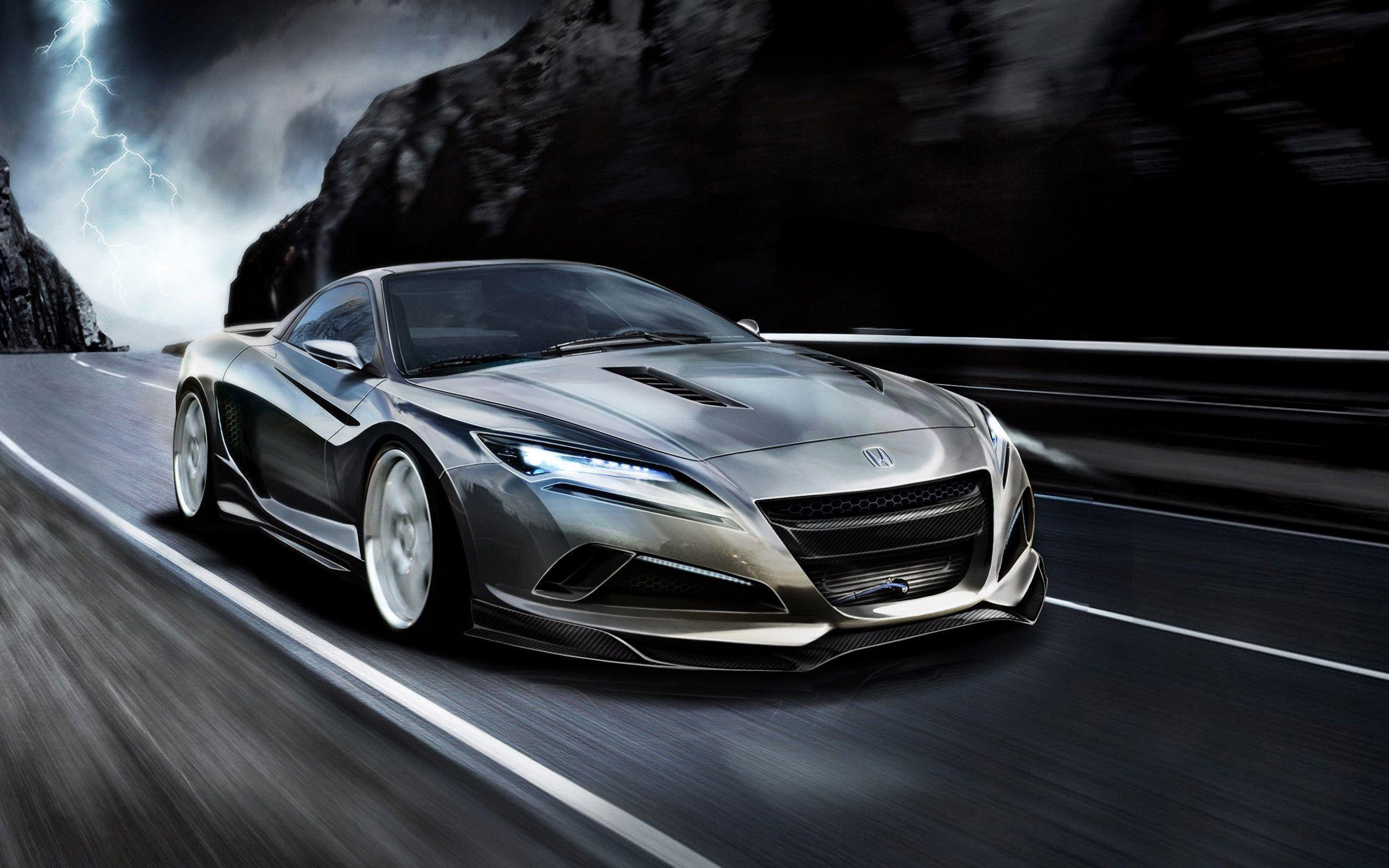 Supercar grigia su strada notturna, 2560x1600 2K, Desktop