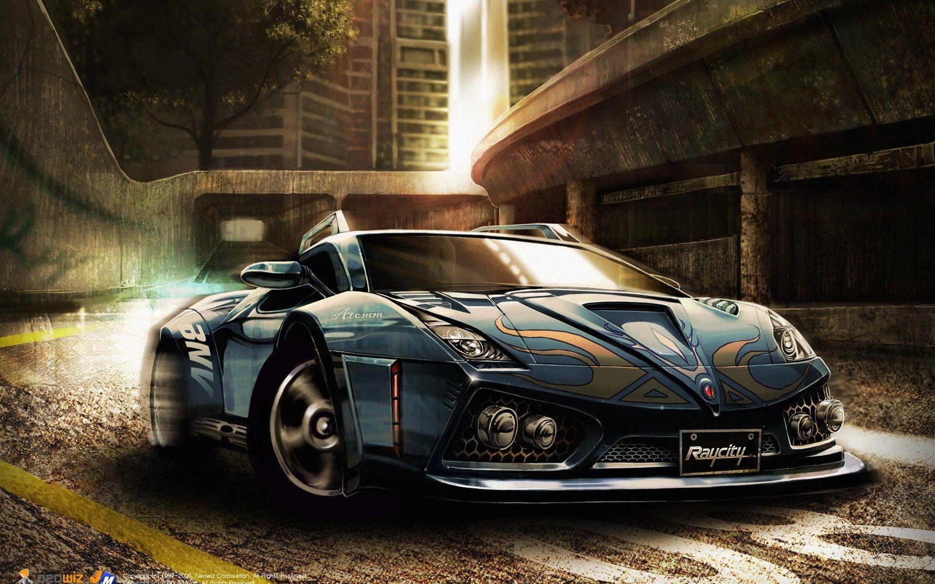 Supercar blu stilizzata urbana, 1920x1200 WUXGA, PC