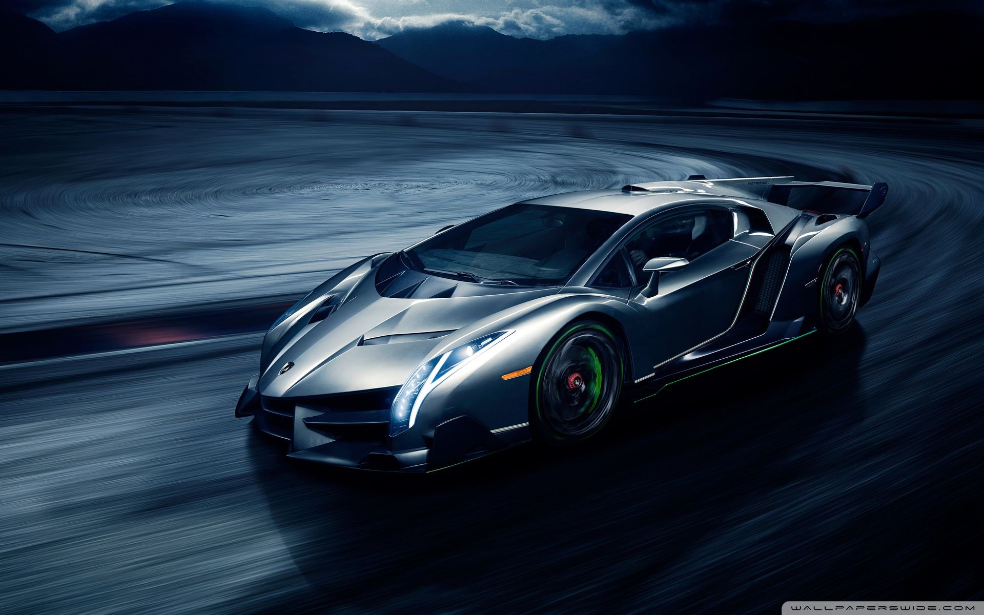 Lamborghini Veneno argento pista, supercar italiana, 1920x1200 Full HD+ WUXGA, Desktop