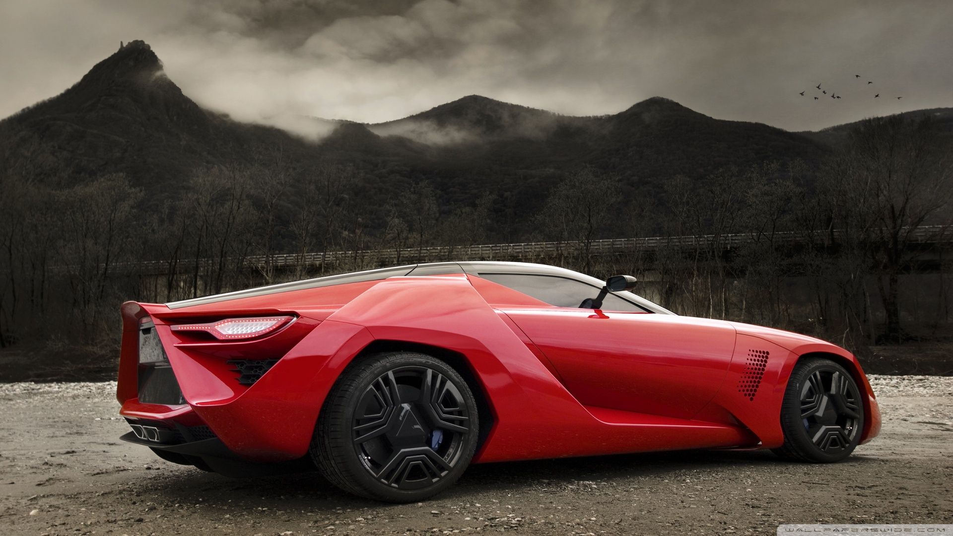 Supercar rossa concept montagne, 1920x1080 Full HD, Desktop