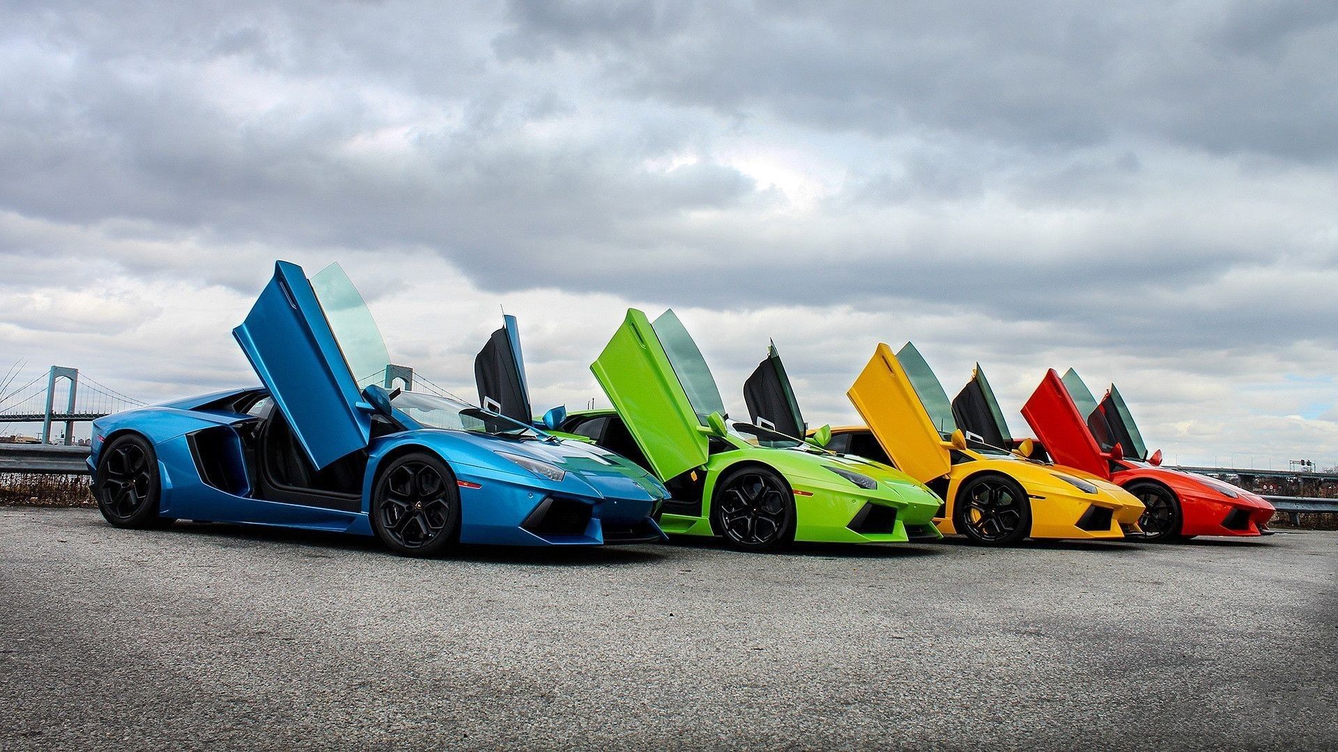Lamborghini Aventador colorate portiere aperte, 1920x1080 Full HD, Desktop