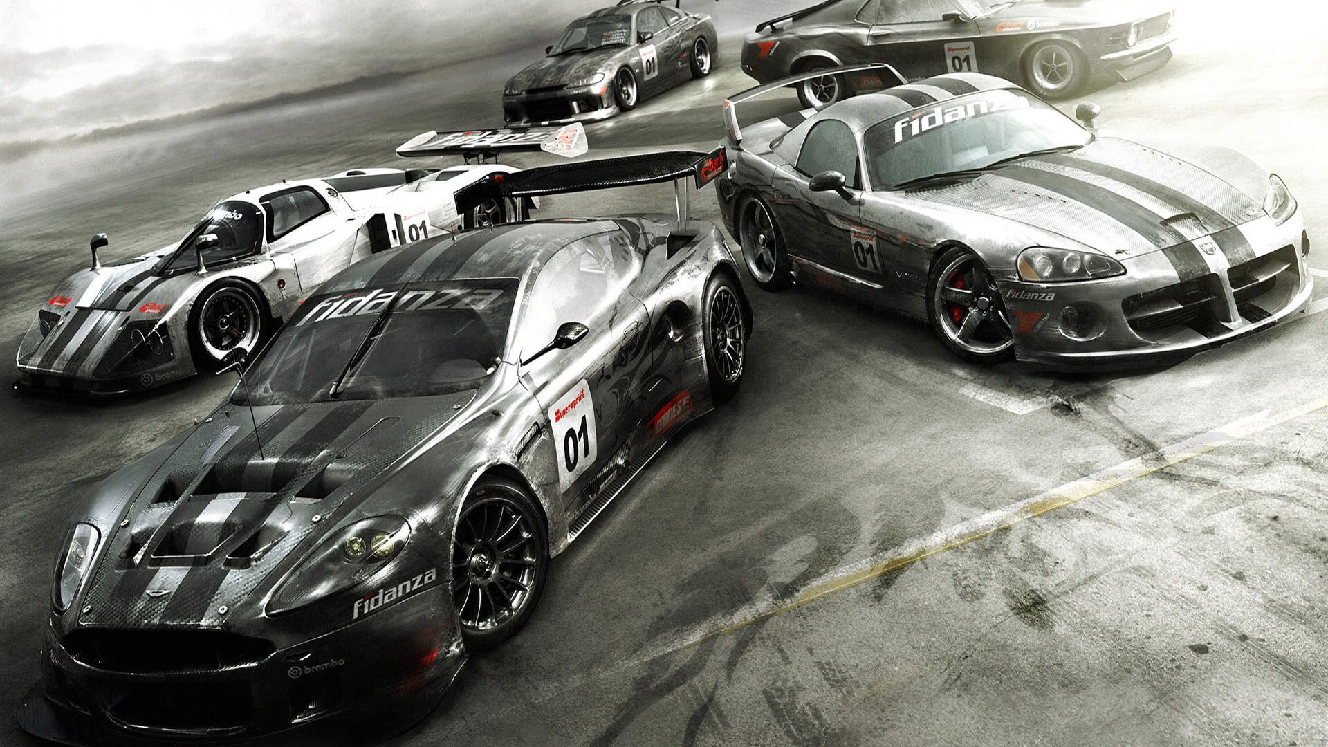 Auto da corsa supercar grigie, 1920x1080 Full HD, Laptop