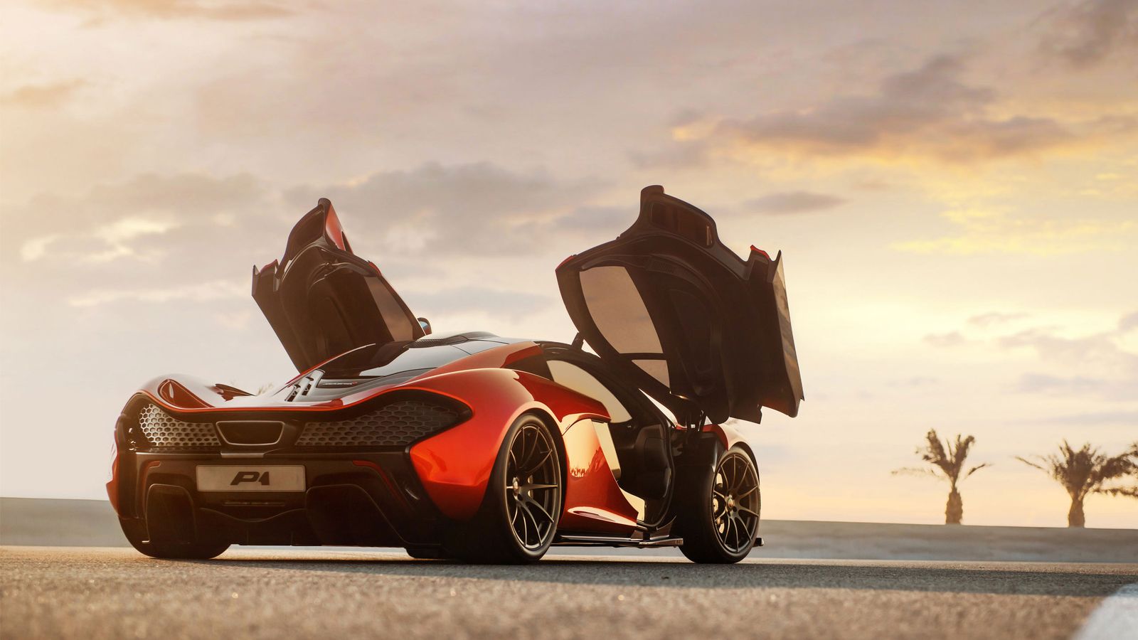 McLaren P1 rossa portiere aperte, 1600x900 900p, iMac