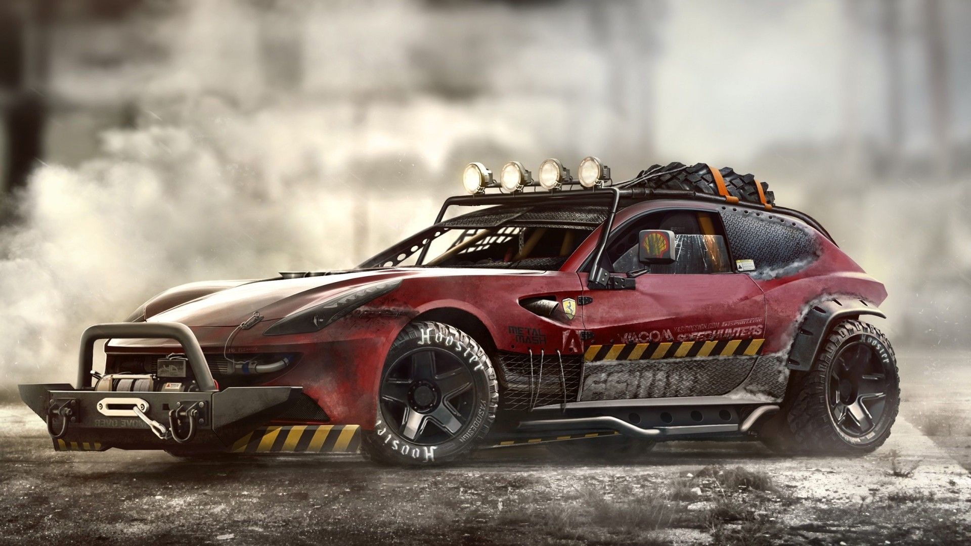 Ferrari modificata off-road rossa, supercar italiana, 1920x1080 Full HD, Desktop