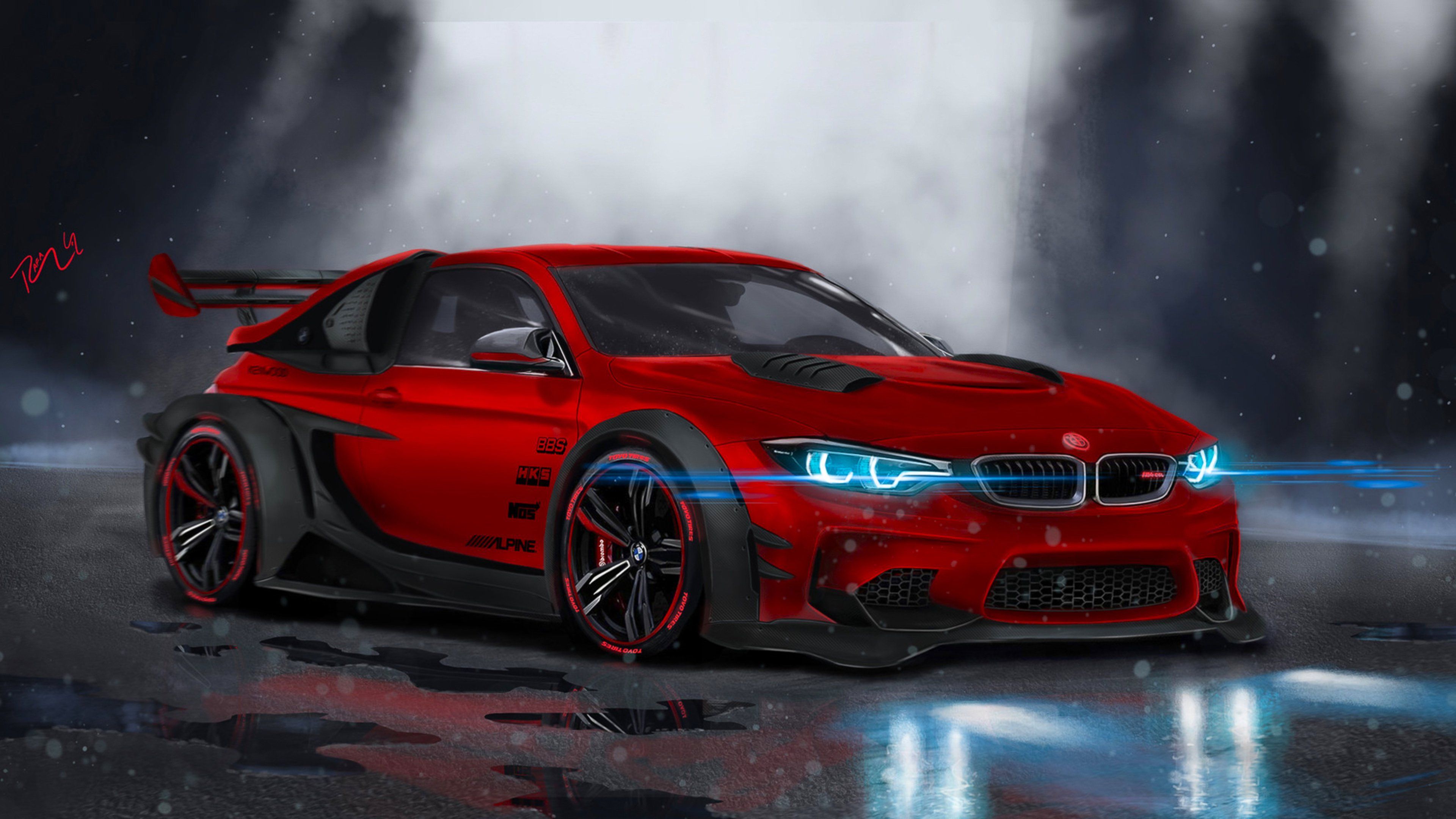 BMW rossa modificata, 3840x2160 Ultra HD, 4K TV