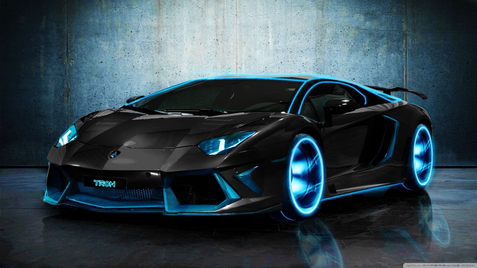 Lamborghini nera modificata neon, Sant'Agata Bolognese, 1600x900 900p, PC