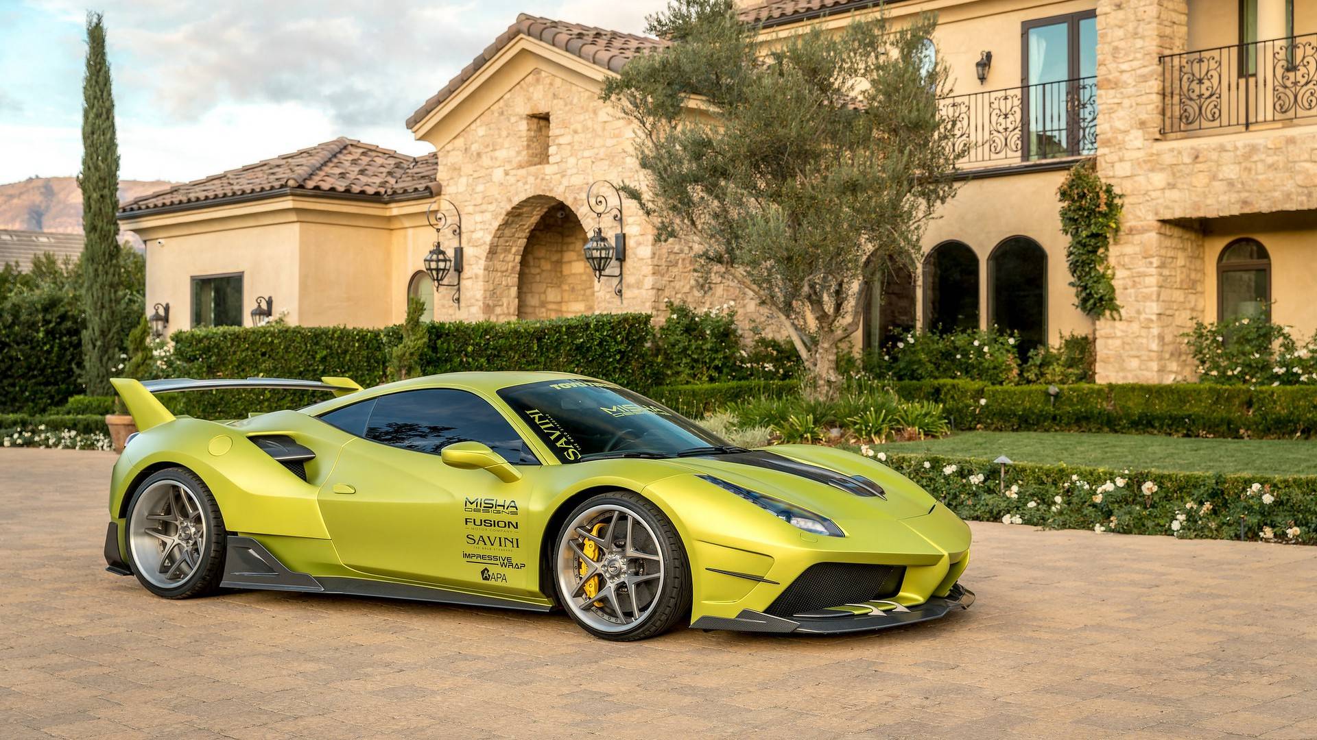 Ferrari 488 GTB gialla modificata, Maranello, 1920x1080 1080p, PC