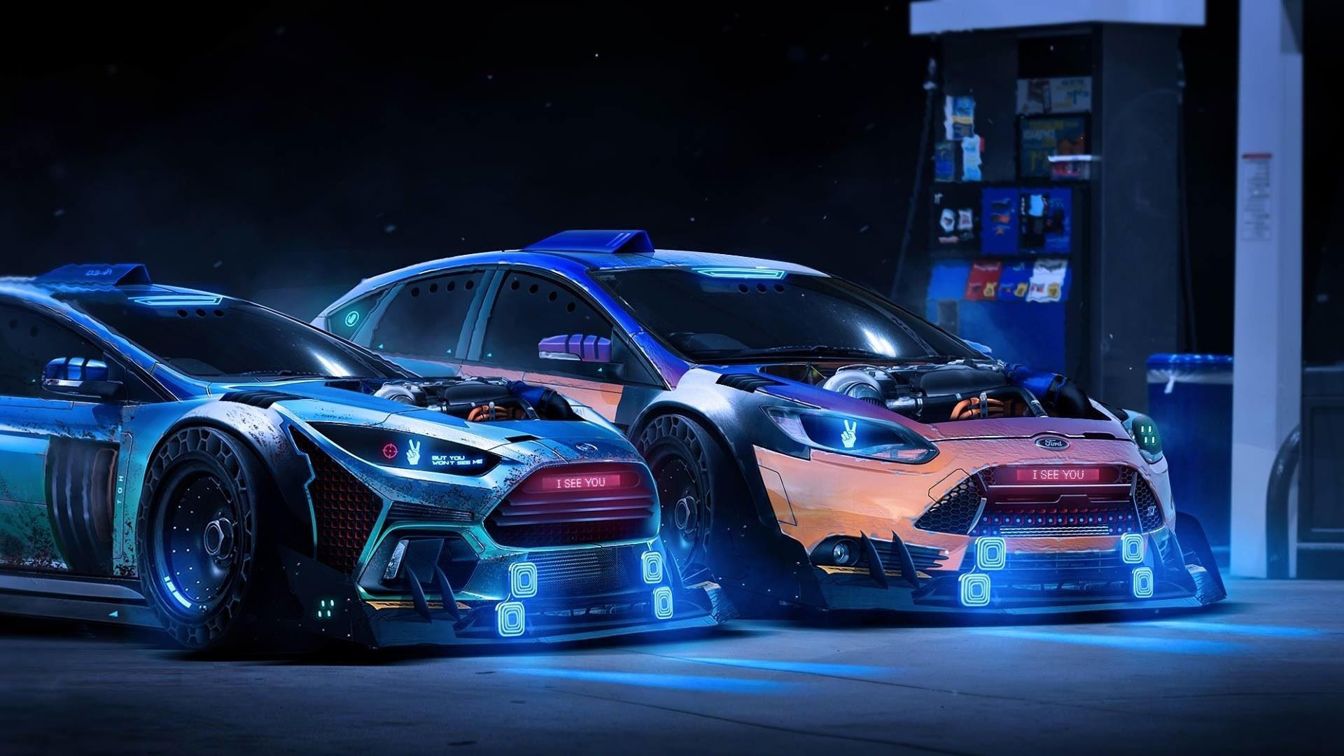 Auto sportive modificate neon, 1920x1080 Full HD 1080p, Desktop