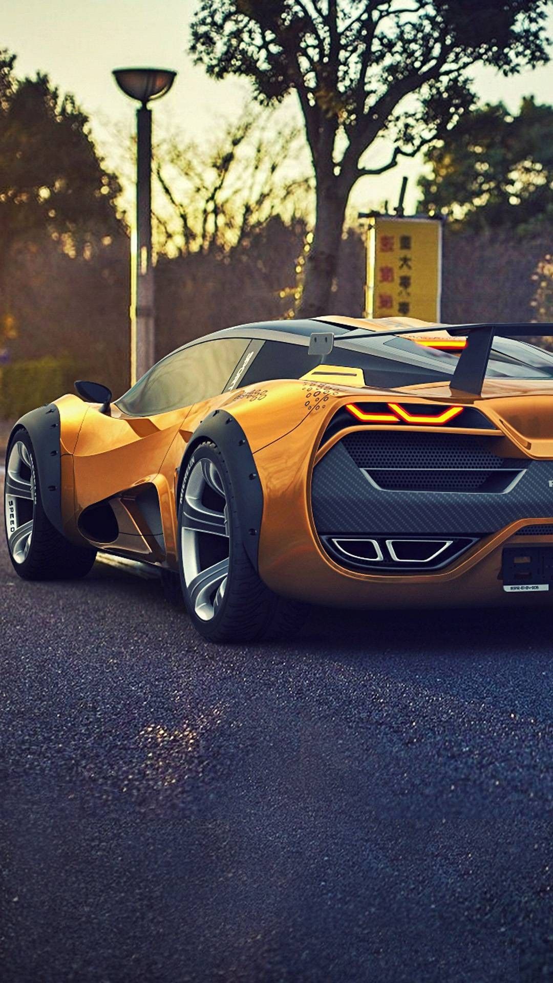 Supercar arancione modificata, 1080x1920 Verticale, Telefono