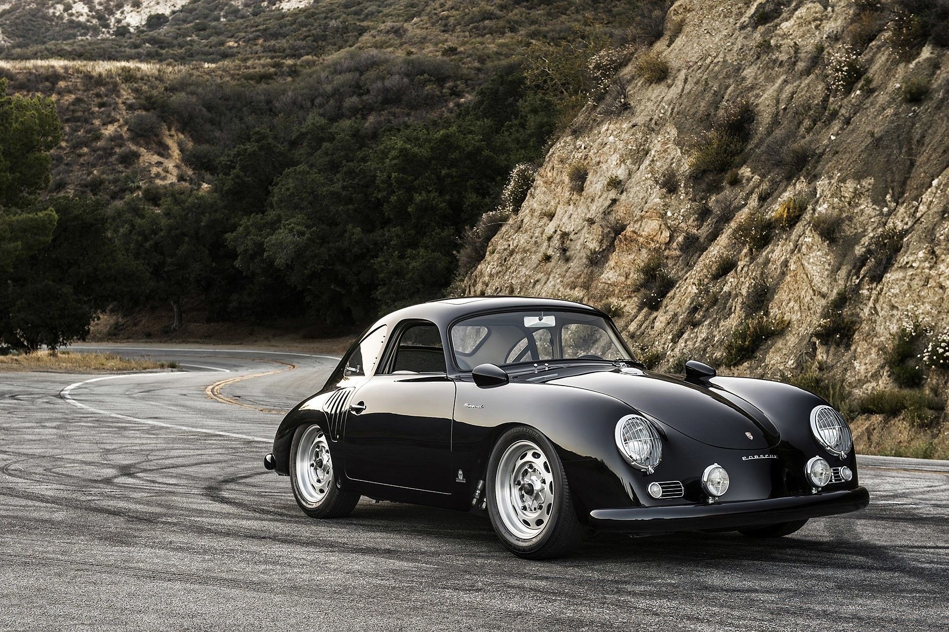 Porsche 356 nera modificata, sportiva tedesca, 1920x1280 Full HD+, PC