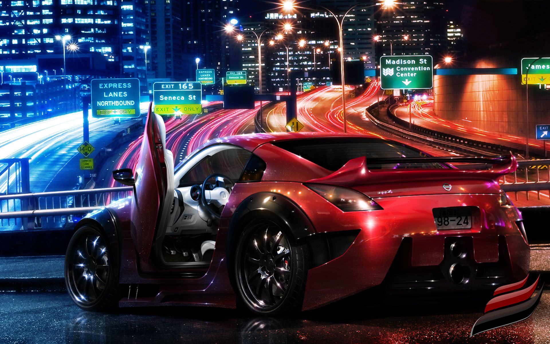 Auto sportiva rossa modificata città, 1920x1200 Full HD+ WUXGA, iMac