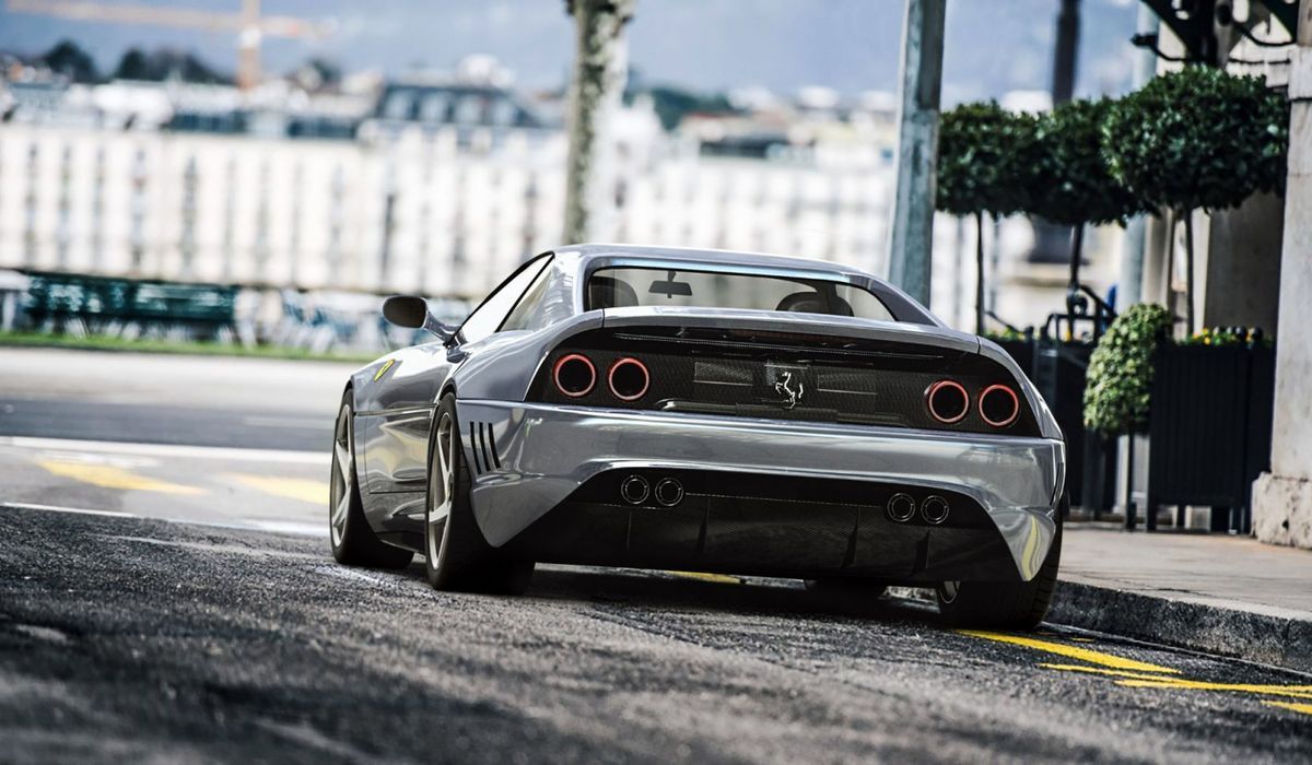 Ferrari 348 modificata argento, Maranello, 1200x700 HD, PC