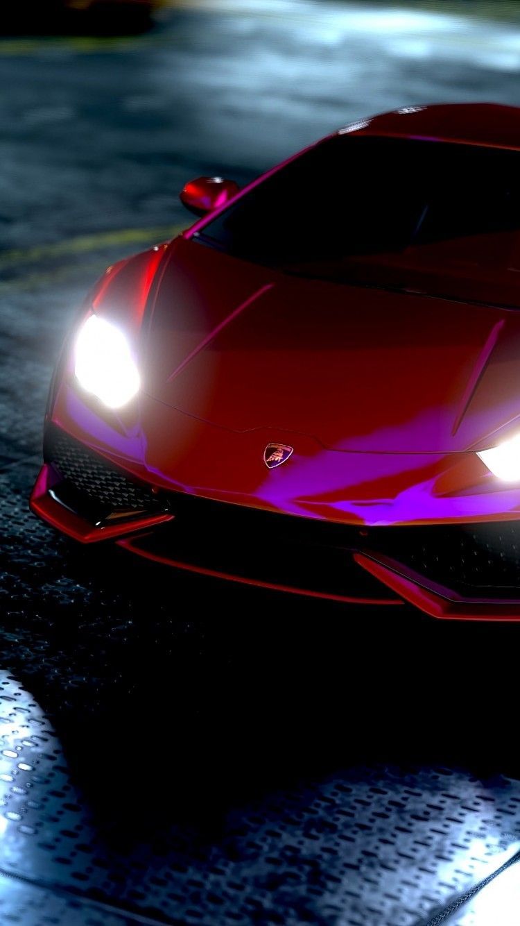 Lamborghini Huracan rossa neon, Sant'Agata Bolognese, 750x1334 Verticale, Telefono