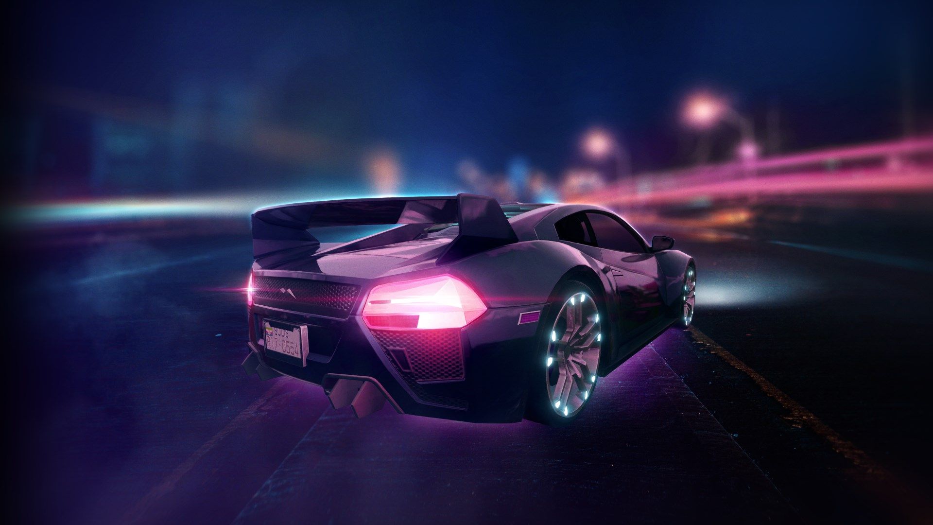 Auto sportiva neon notturna, 1920x1080 Full HD 1080p, PC Desktop