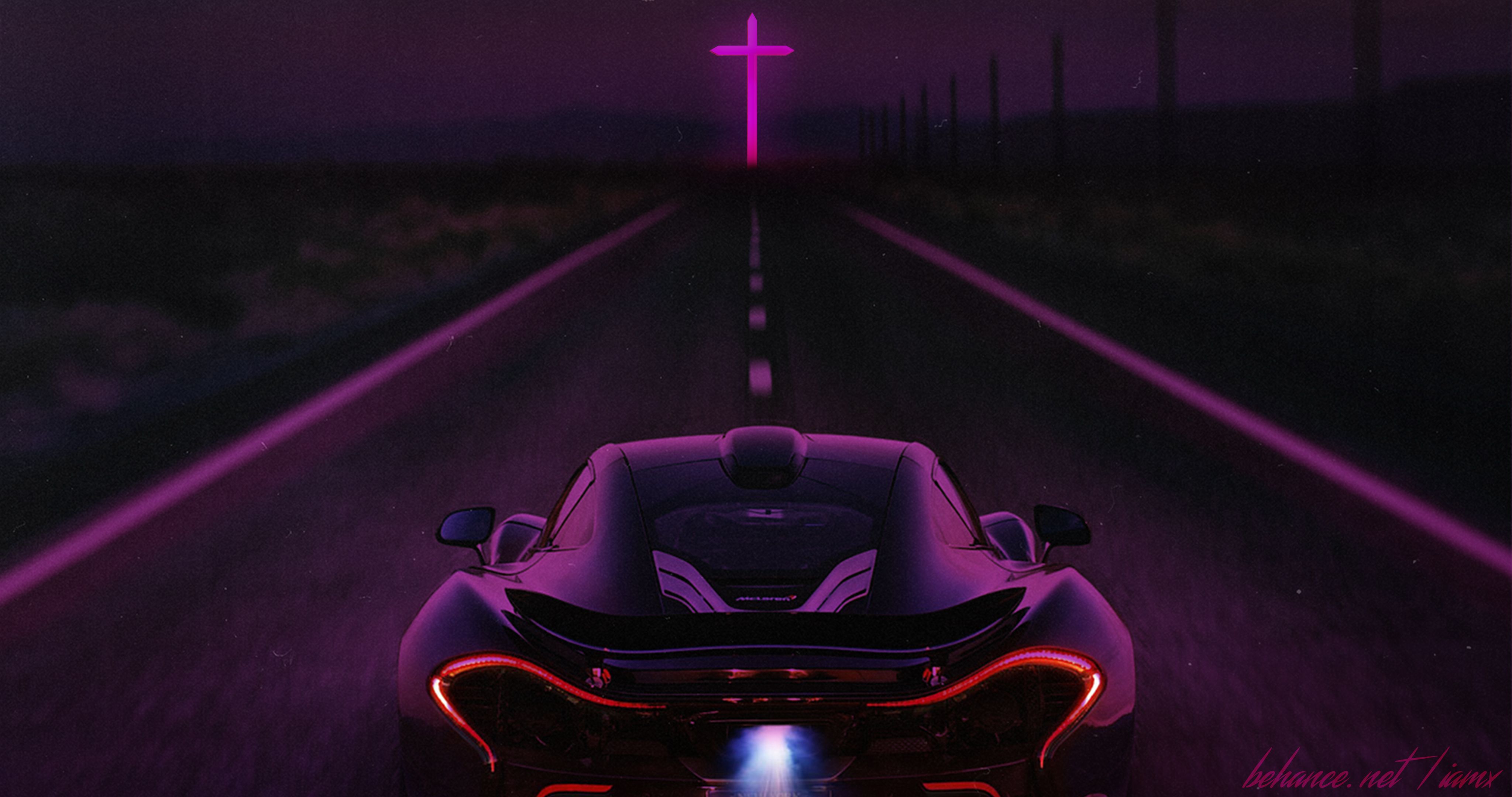 Supercar viola su strada neon, 4096x2160 4K Ultra HD, Monitor 4K
