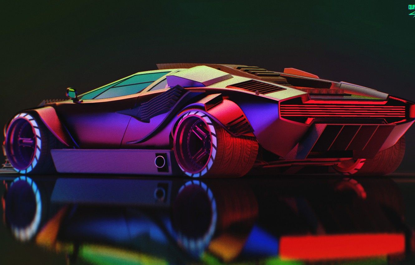 Supercar futuristica luci neon, 1332x850 720p, PC