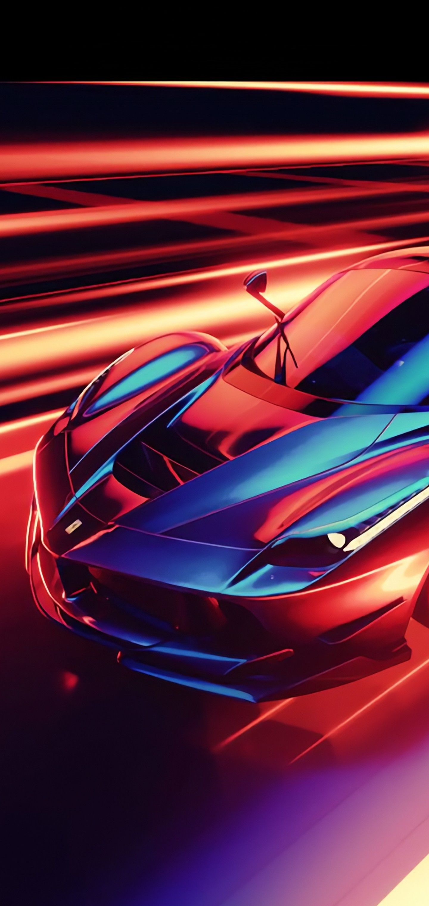 Ferrari rossa neon velocità, Maranello, 1440x3040 Verticale, Mobile