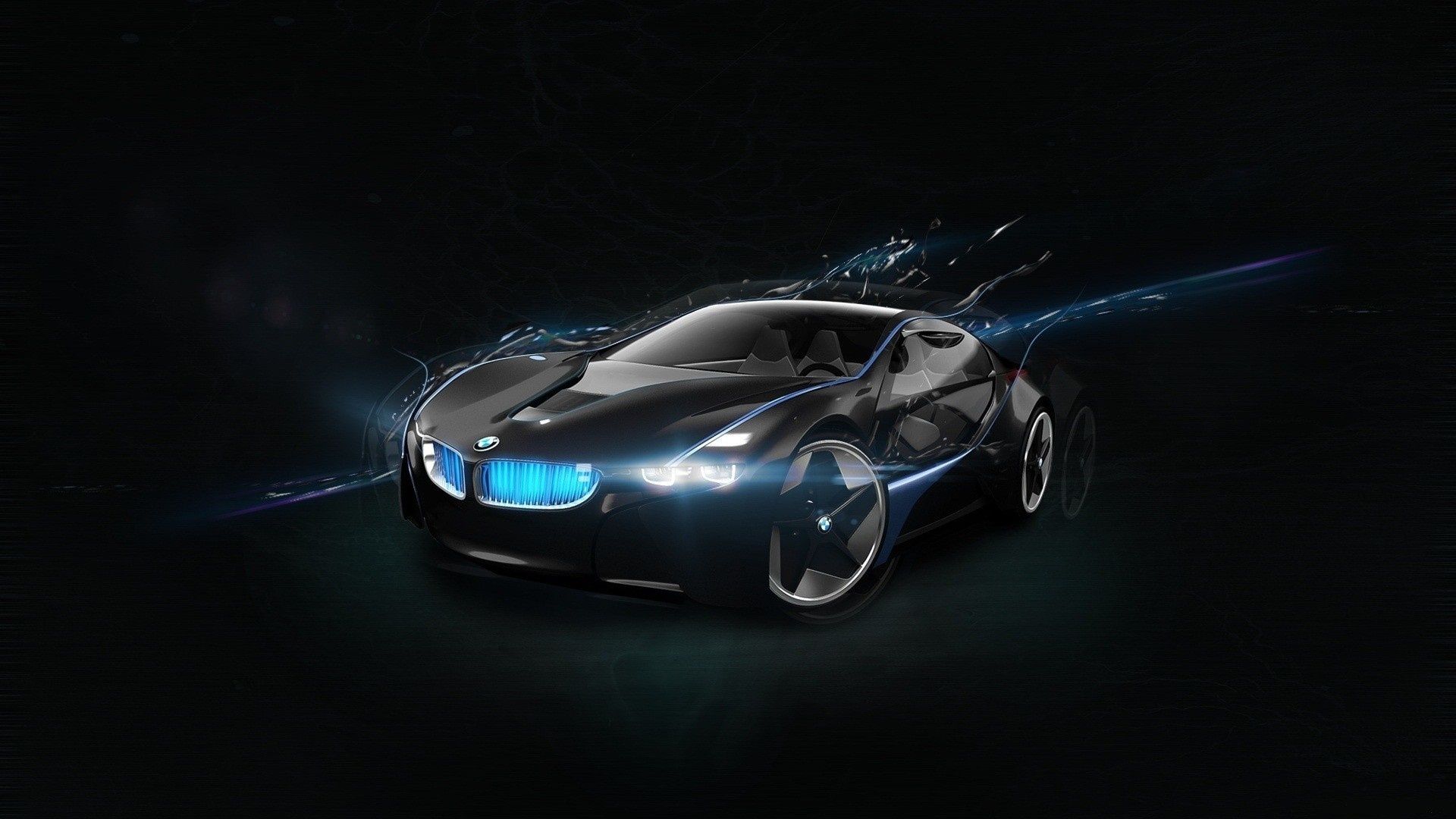 Auto sportiva nera con luci blu, 1920x1080 1080p, Laptop