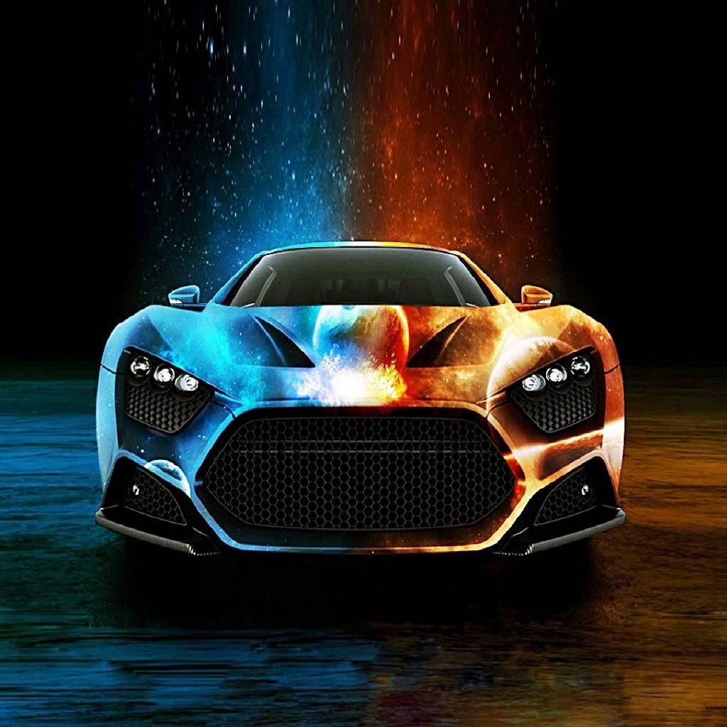 Supercar neon blu e arancione, 1024x1024 HD, PC