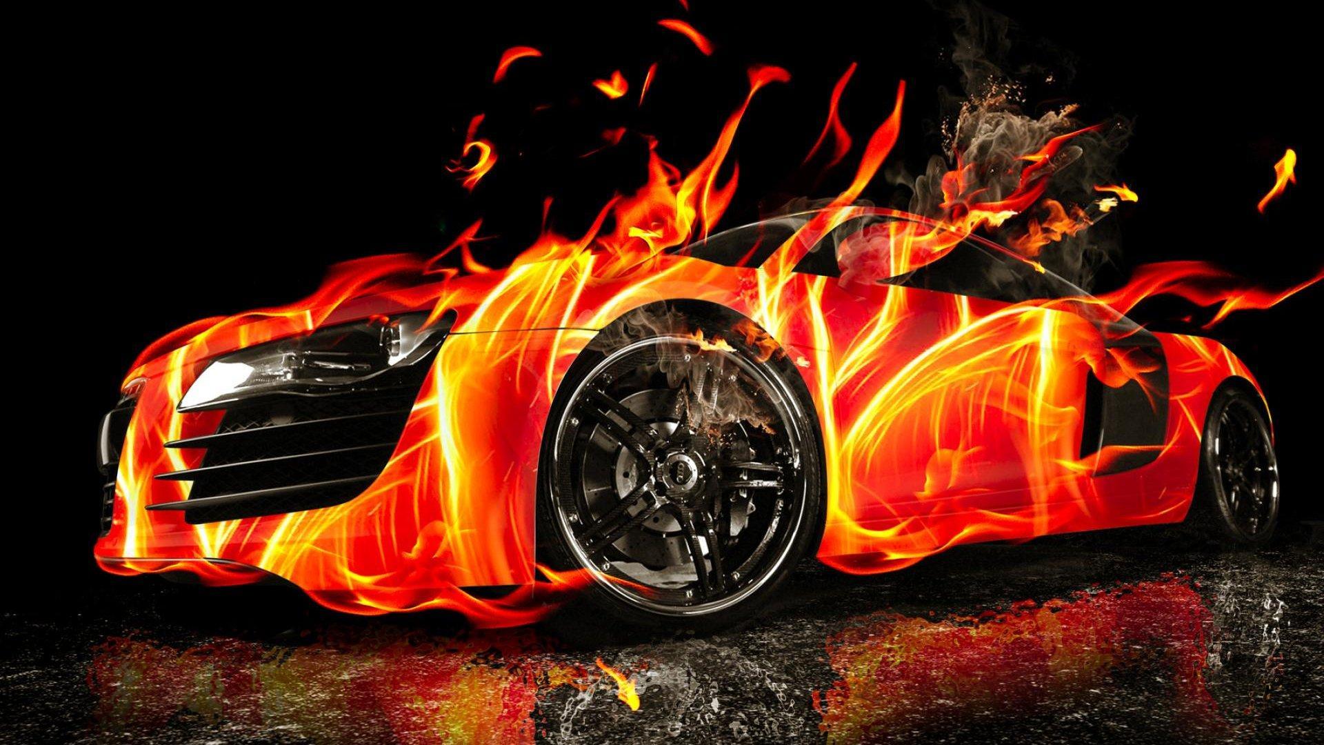 Auto sportiva in fiamme arancioni, 1920x1080 1080p, Desktop