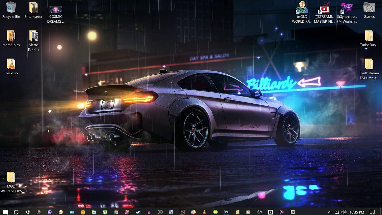 Auto sportiva grigia neon notte, 1280x720 HD, Desktop