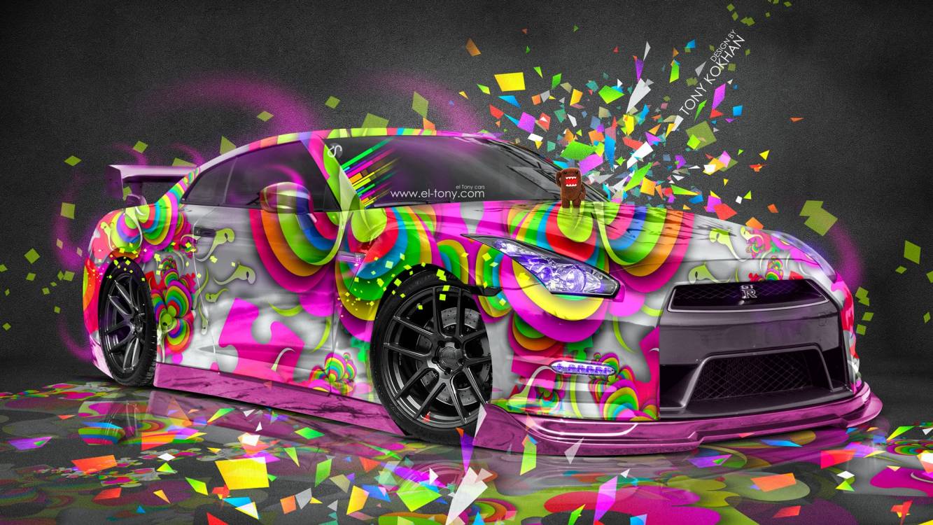 Auto sportiva neon multicolore, 1333x750 720p, iMac
