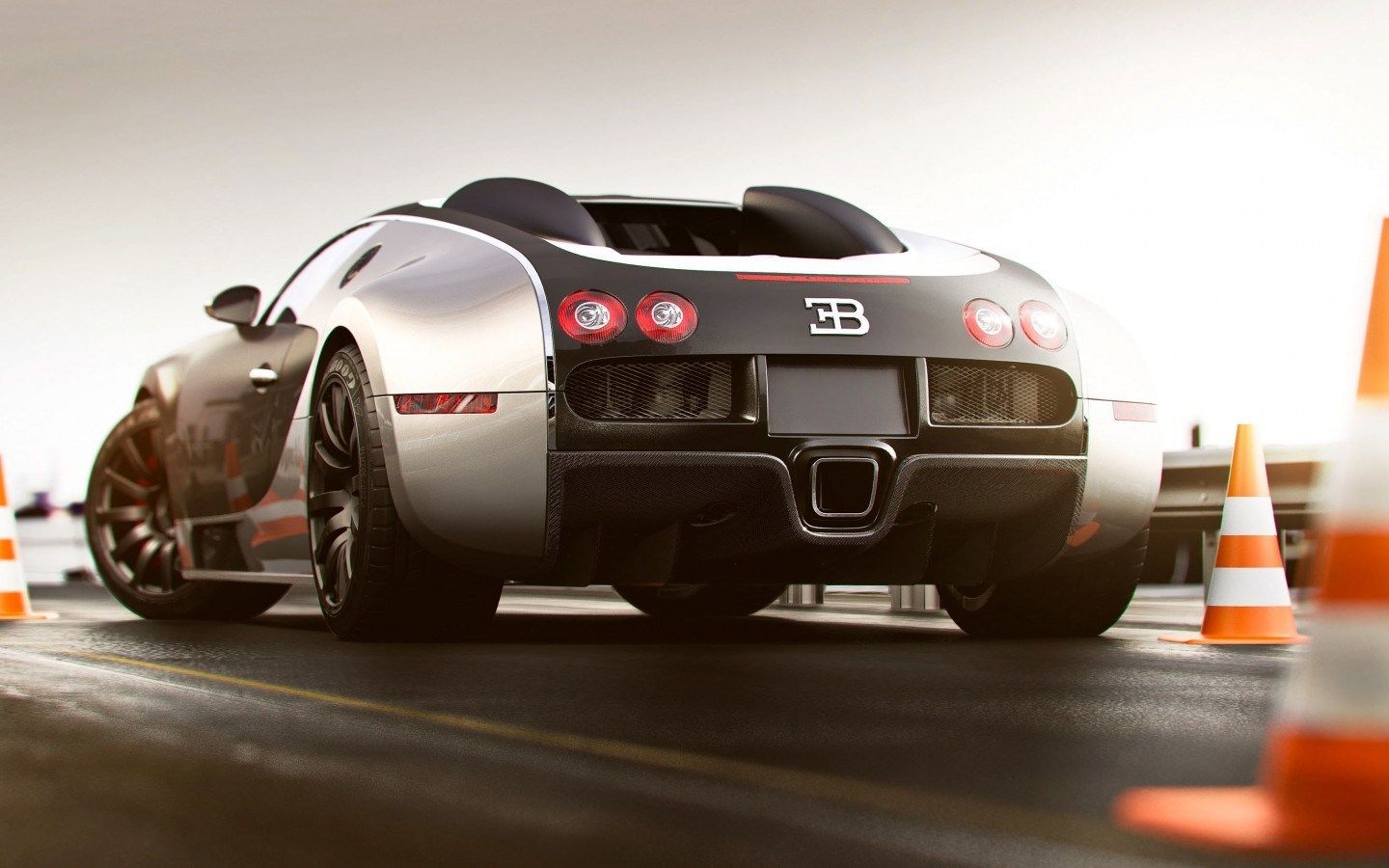 Bugatti Veyron argento retro, hypercar, 1440x900 HD, Desktop