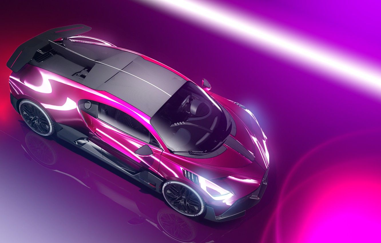 Supercar rosa neon render, 1332x850 HD, Desktop