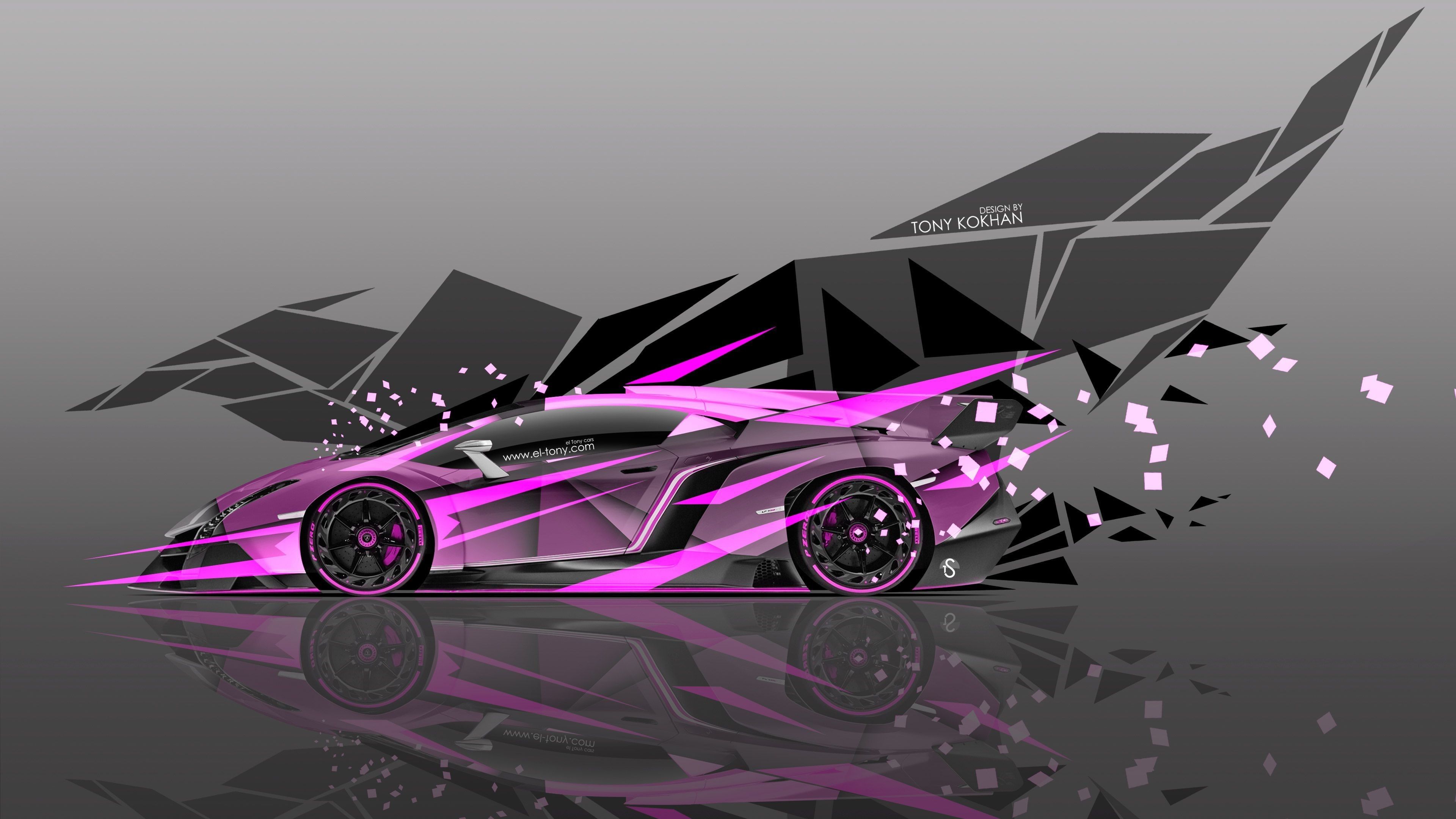 Lamborghini rosa neon astratta, 3840x2160 Ultra HD, 4K TV
