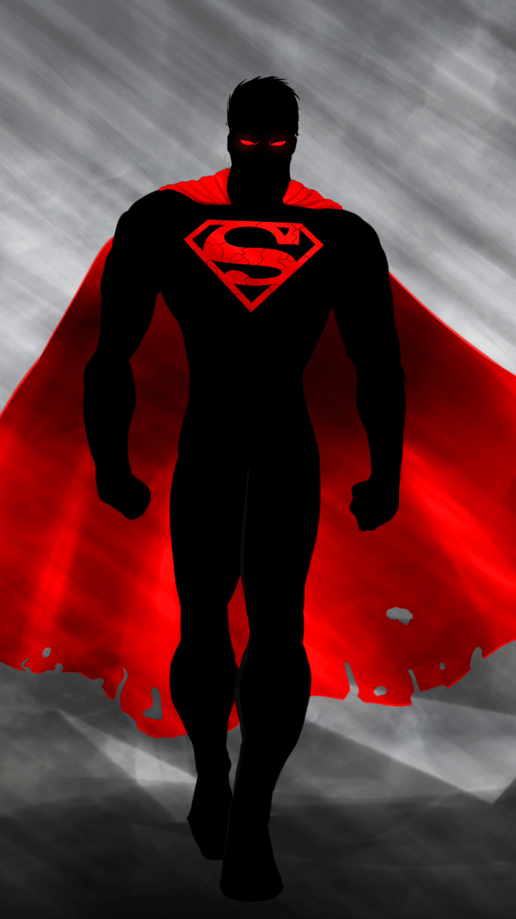 Superman silhouette rossa e nera, 750x1334 Verticale, Telefono