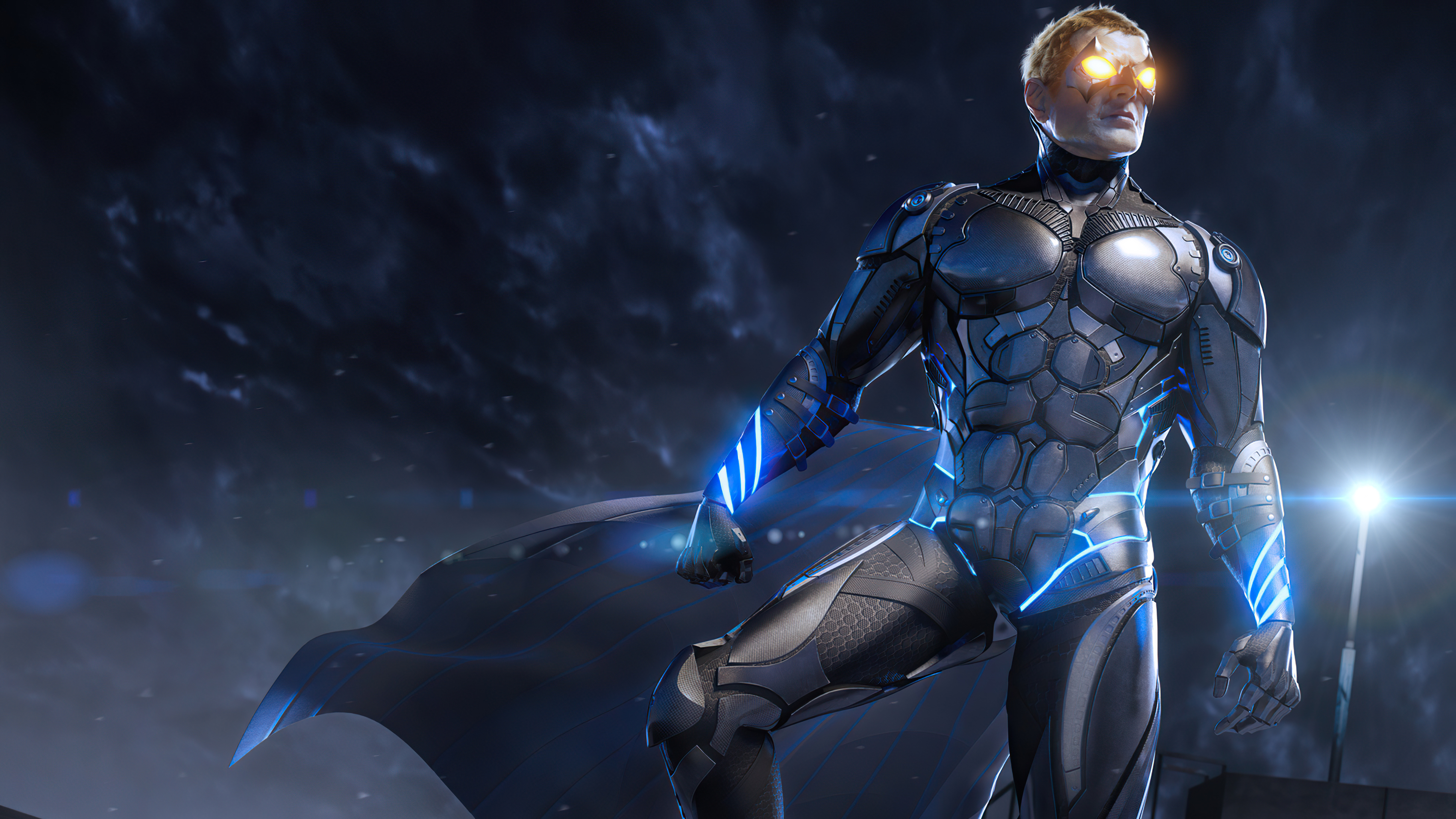 Supereroe armatura blu energia, 3840x2160 4K, Desktop 4K