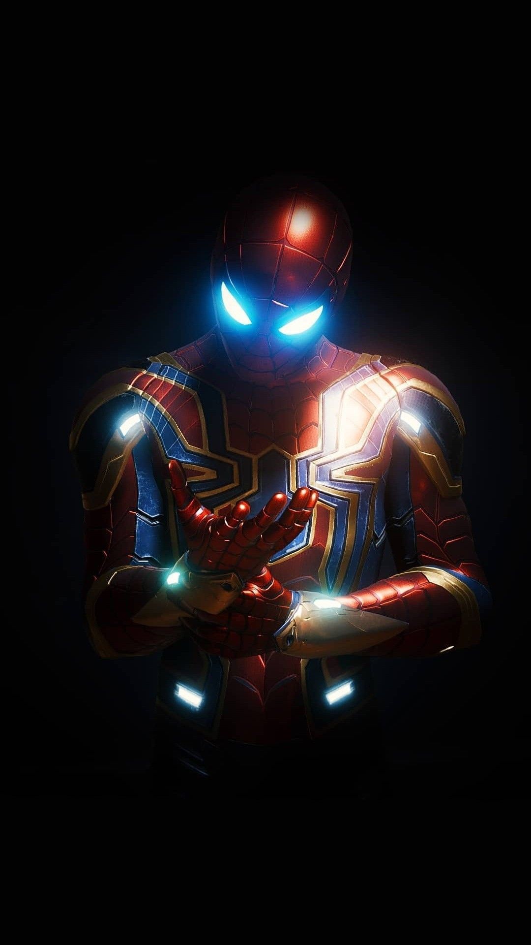 Iron Spider armatura sfondo nero, 1080x1920 Verticale, Mobile
